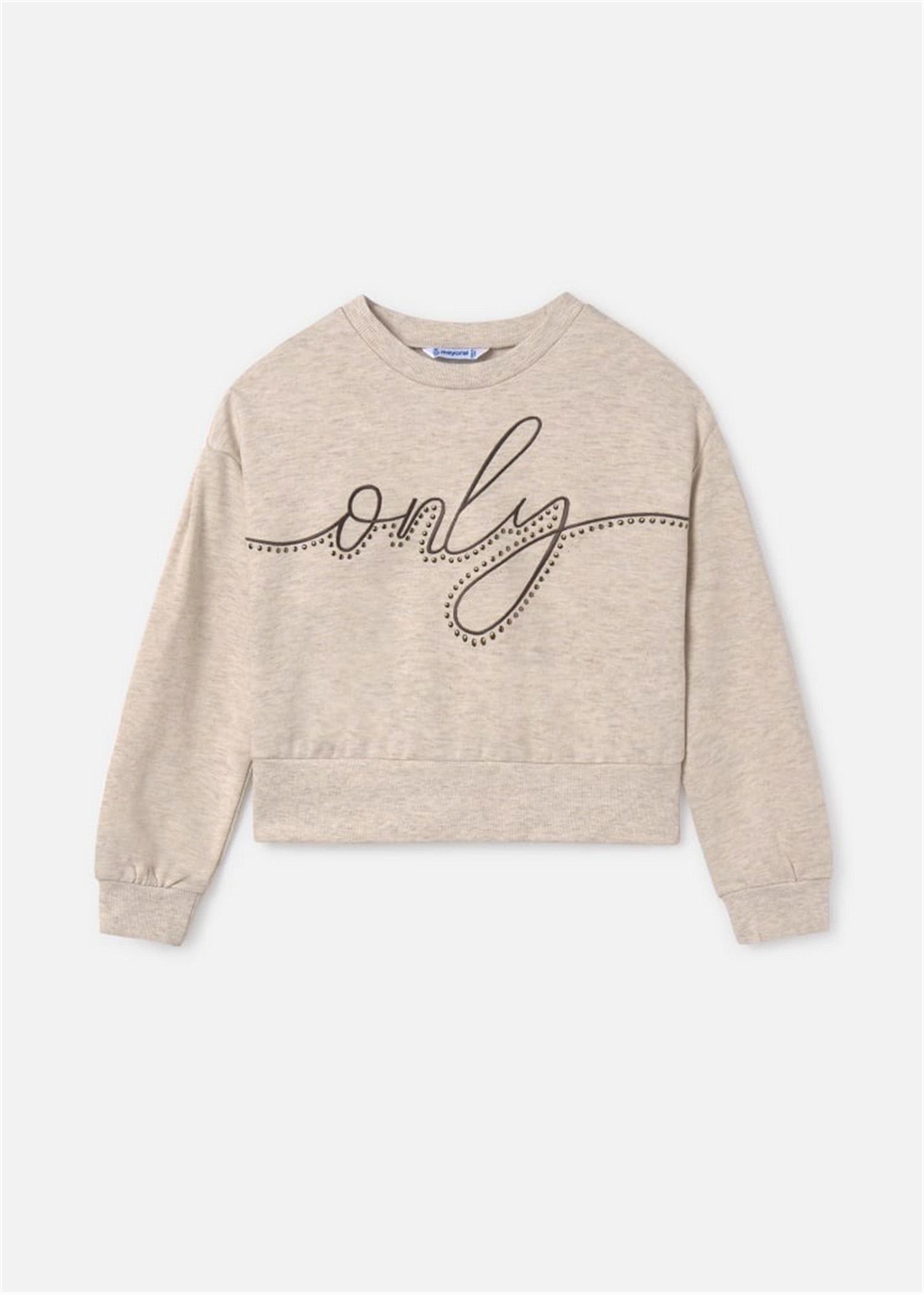 Mayoral Kız Çocuk Yazılı Sweatshirt Bej 7467