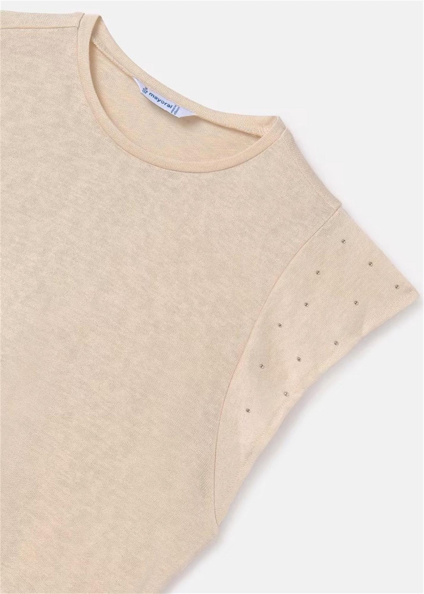 Mayoral Kız Çocuk Zımbalı Tişört Krem 6019
