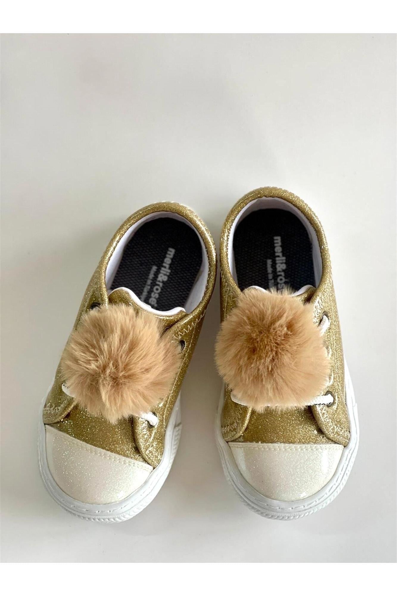 Merli&Rose Kız Çocuk Fun Sneaker Simli Ayakkabı Gold 603-P(B)-20