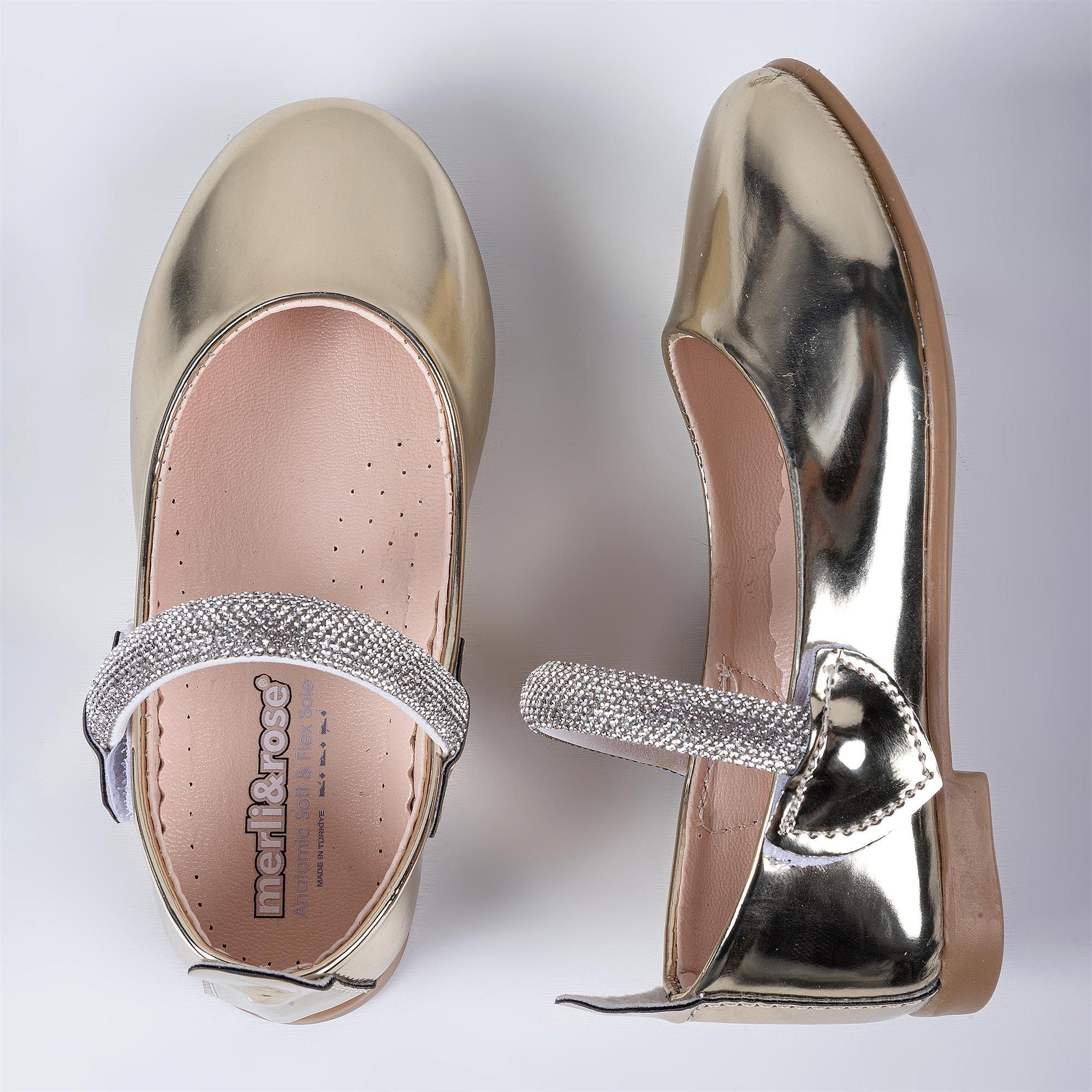 Merli&Rose Kız Çocuk Kalpli Babet Altın Ayna F10005