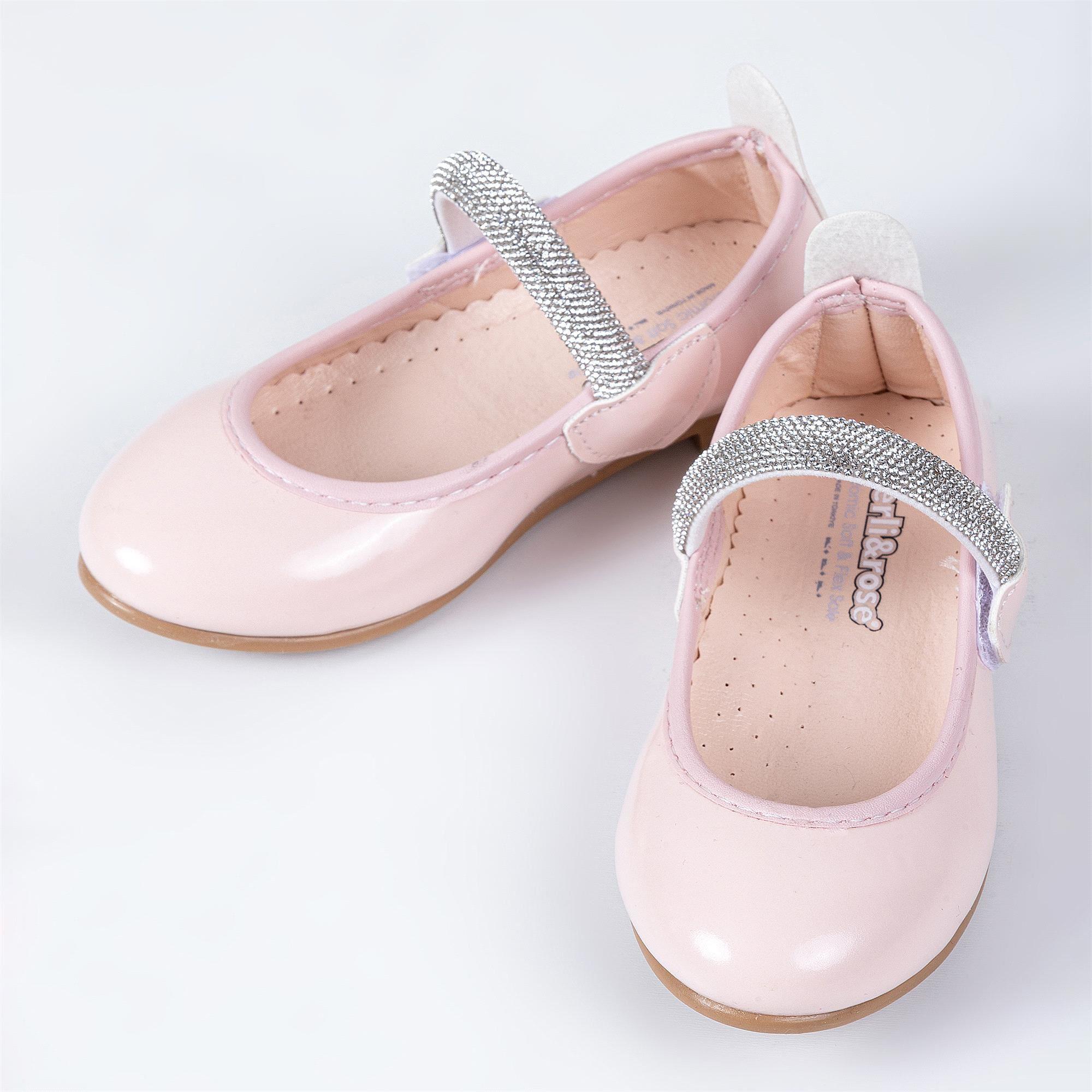 Merli&Rose Kız Çocuk Kalpli Babet Pudra Rugan P10005