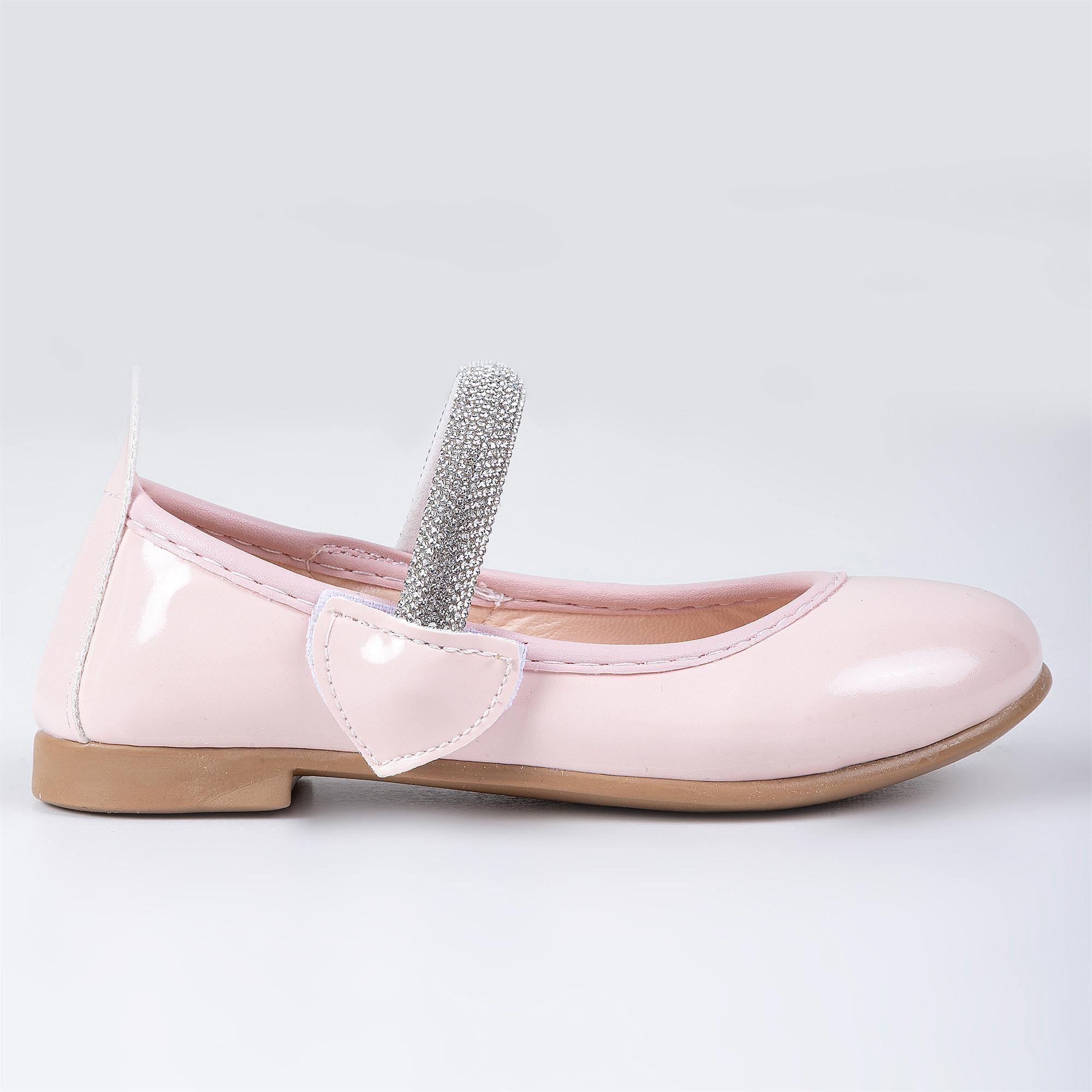 Merli&Rose Kız Çocuk Kalpli Babet Pudra Rugan P10005