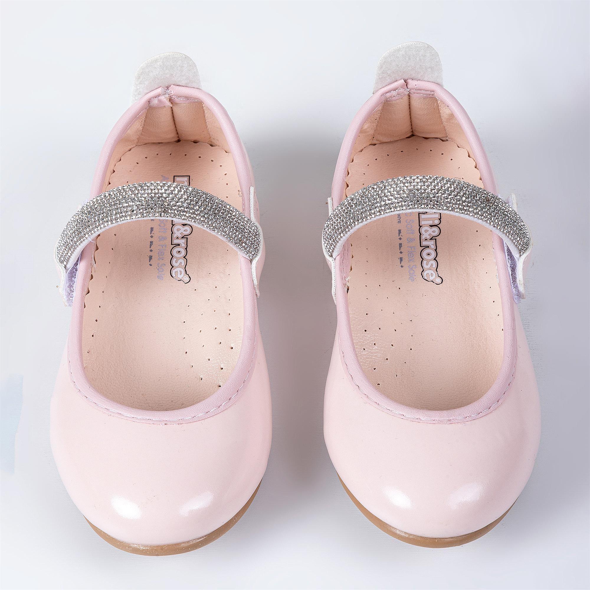 Merli&Rose Kız Çocuk Kalpli Babet Pudra Rugan P10005