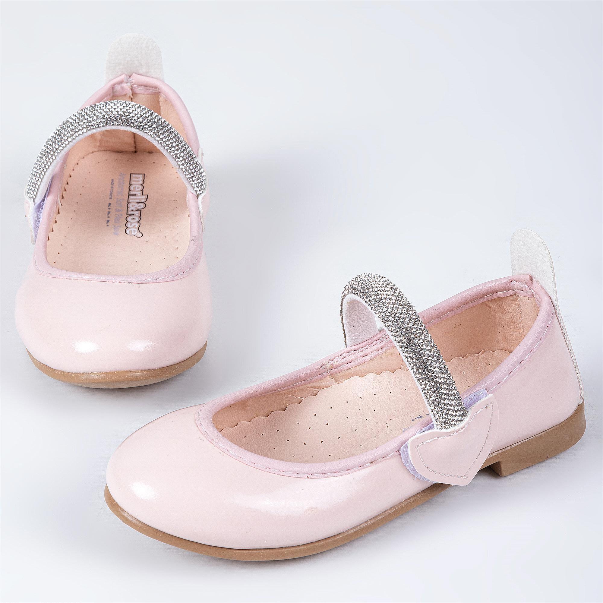 Merli&Rose Kız Çocuk Kalpli Babet Pudra Rugan P10005