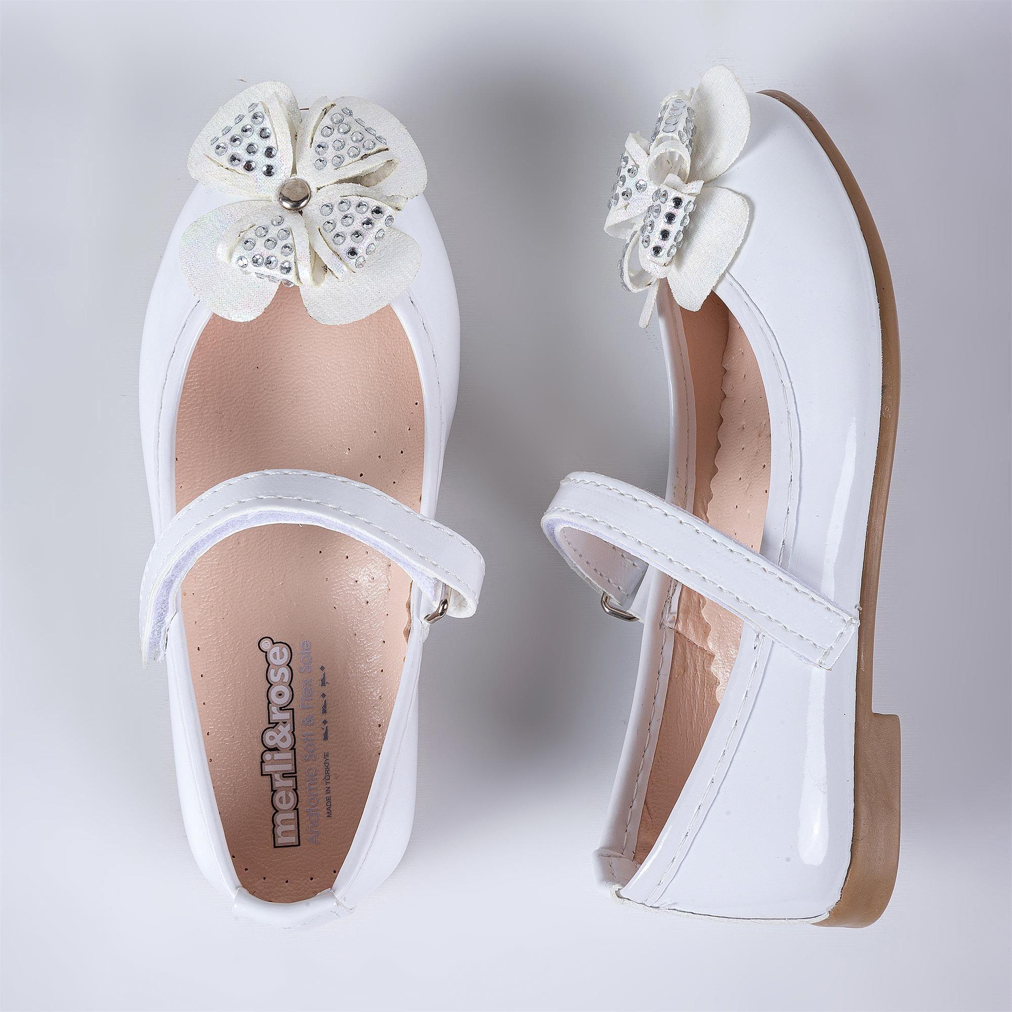 Merli&Rose Kız Çocuk Yonca Babet Beyaz Rugan P9060