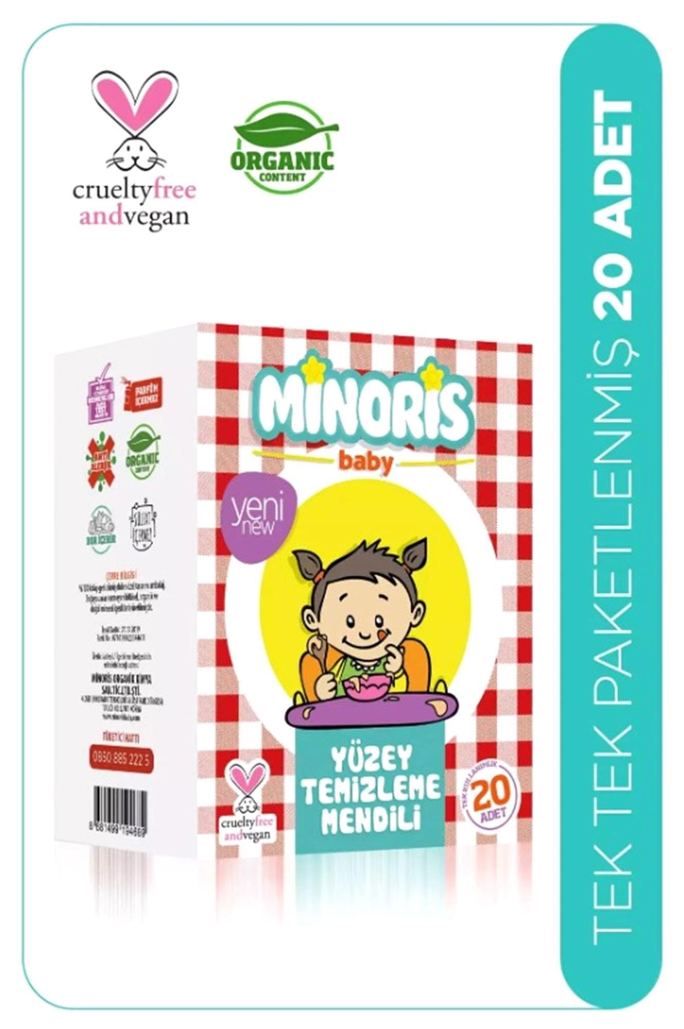 Minoris Baby Organik Yüzey Temizleme Mendili Tek Paketli 20 Adet