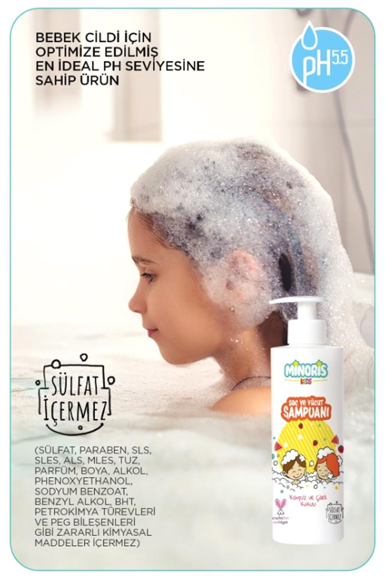 Minoris Kids Organik Saç ve Vücut Şampuanı Karpuz Çilek Kokulu 400ml