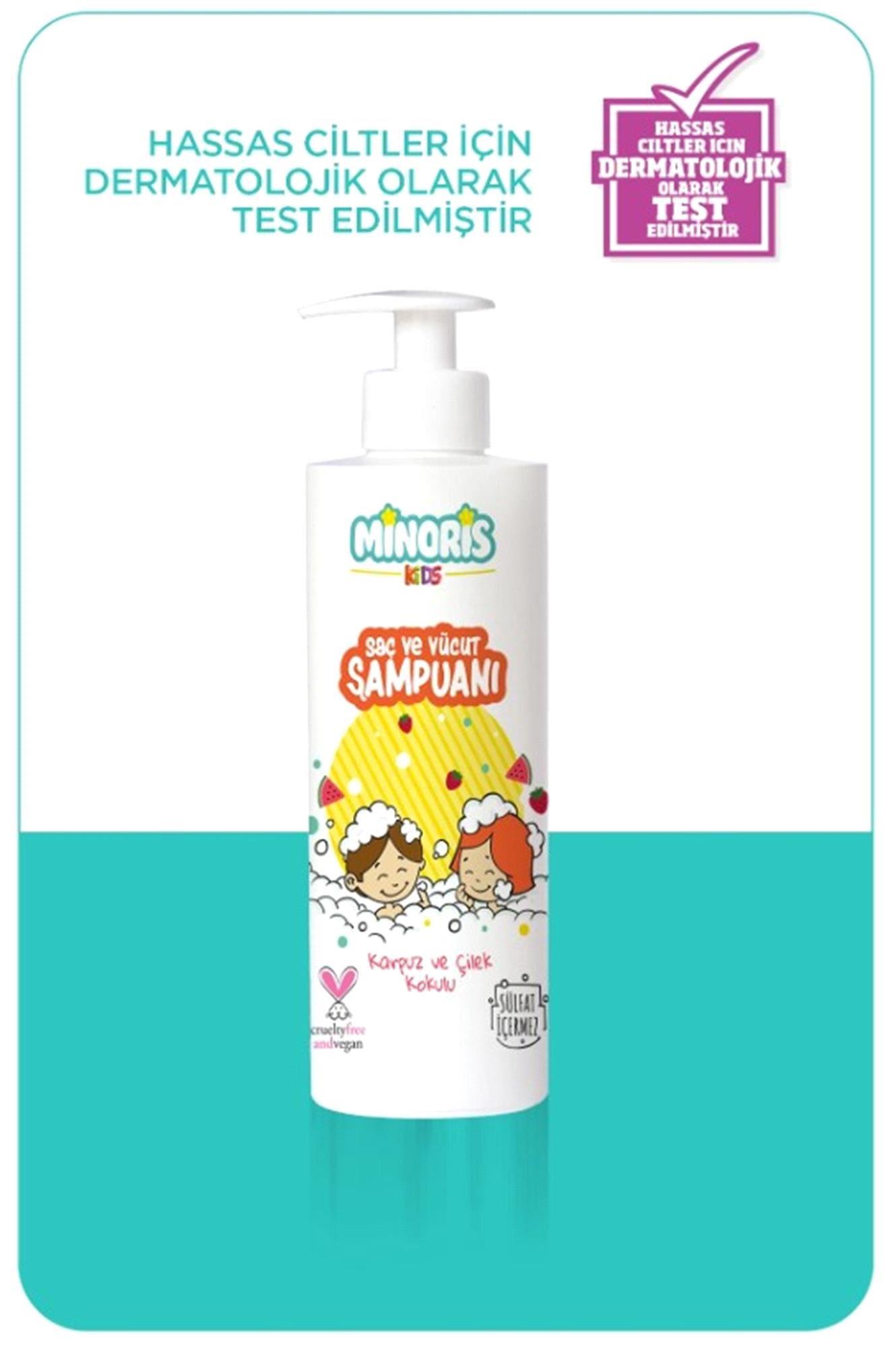 Minoris Kids Organik Saç ve Vücut Şampuanı Karpuz Çilek Kokulu 400ml