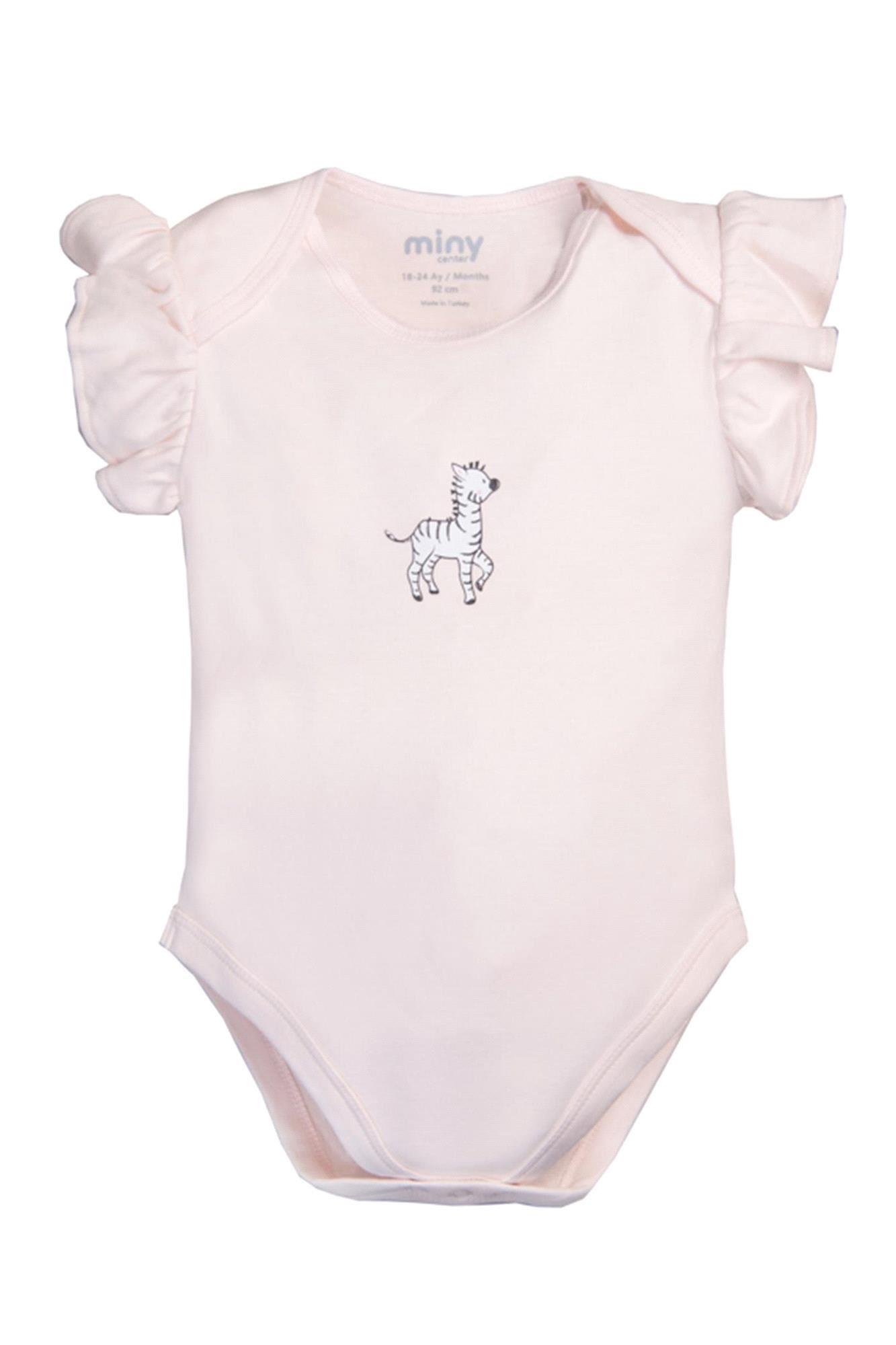 Miny Center Kız Bebek 2'li Kısa Kollu Çıtçıtlı Body Pembe MNT23K031