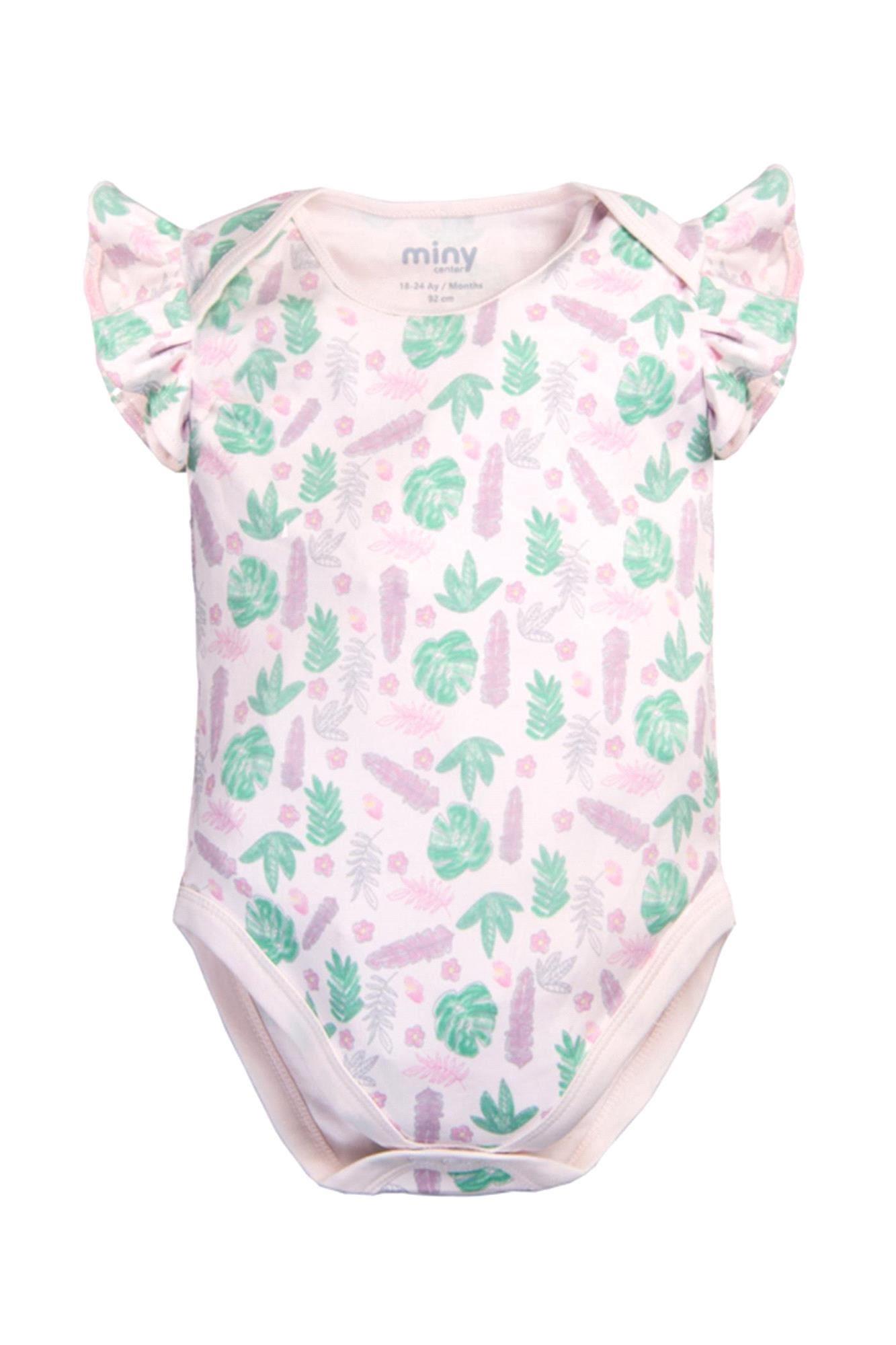 Miny Center Kız Bebek 2'li Kısa Kollu Çıtçıtlı Body Pembe MNT23K031