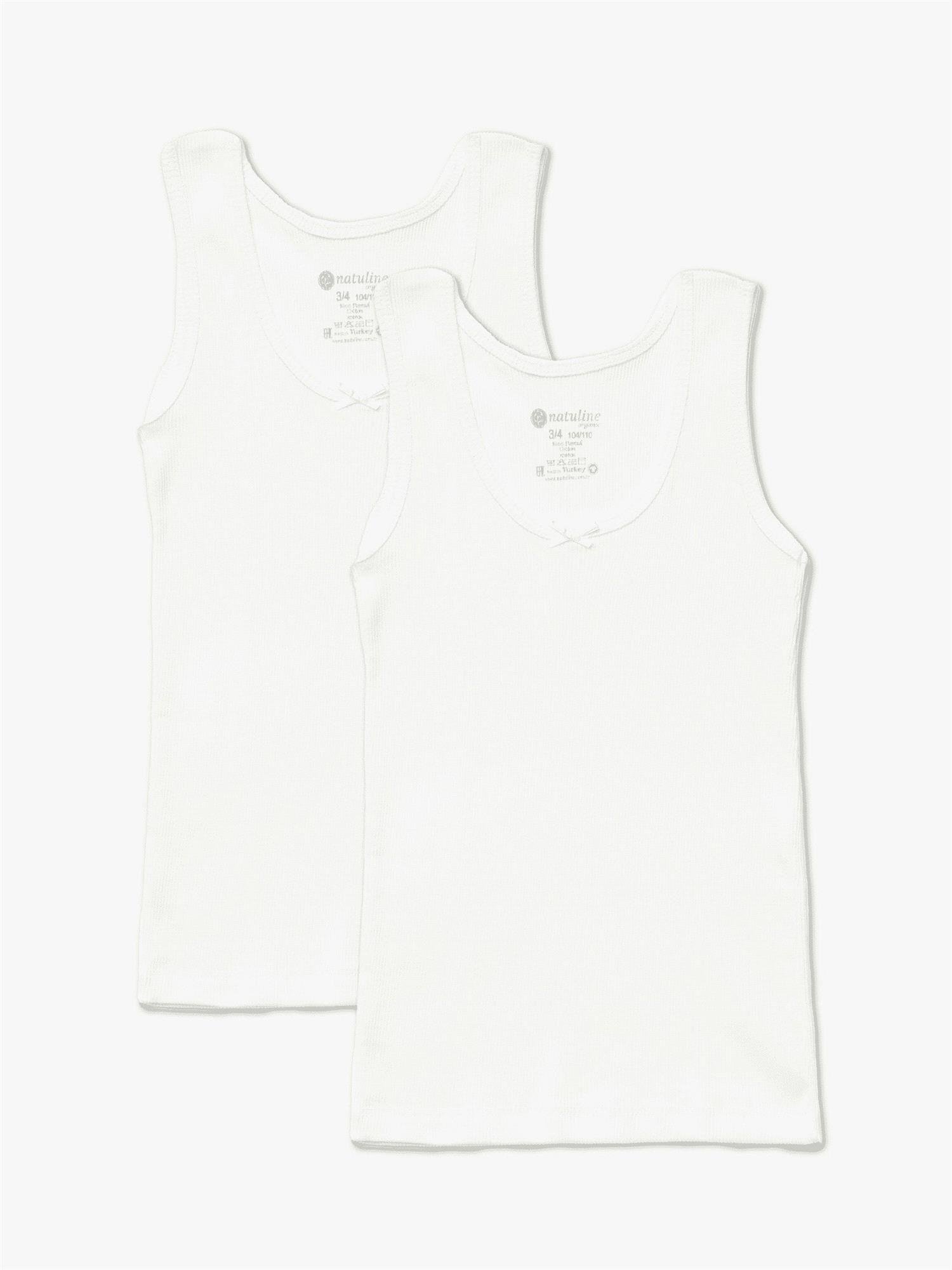 Natuline Kız Çocuk 2'li Kaşkorse Atlet Beyaz 4003