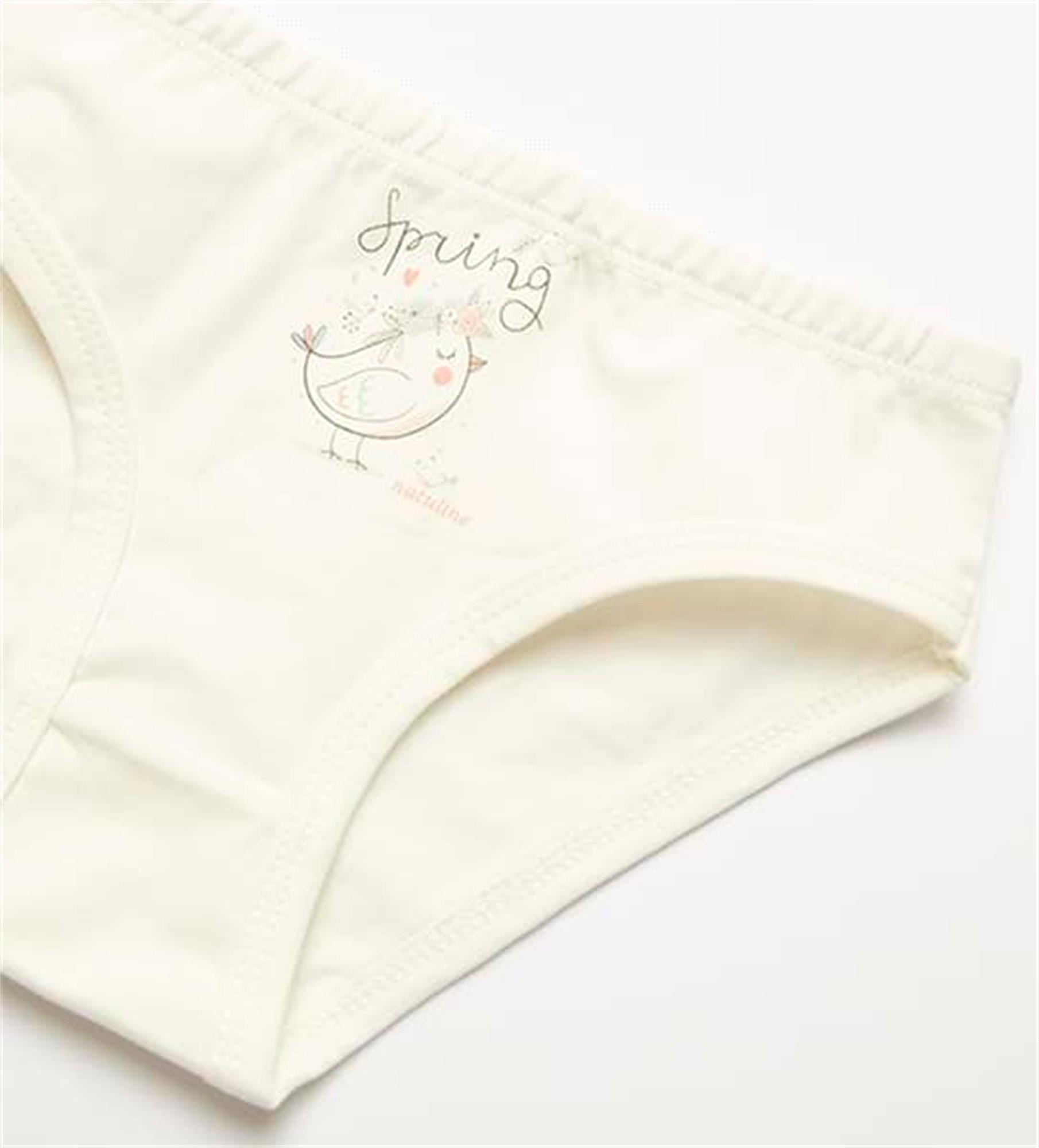 Natuline Kız Çocuk 2'li Spring Bird Likralı Külot Ekru/Pembe 5805