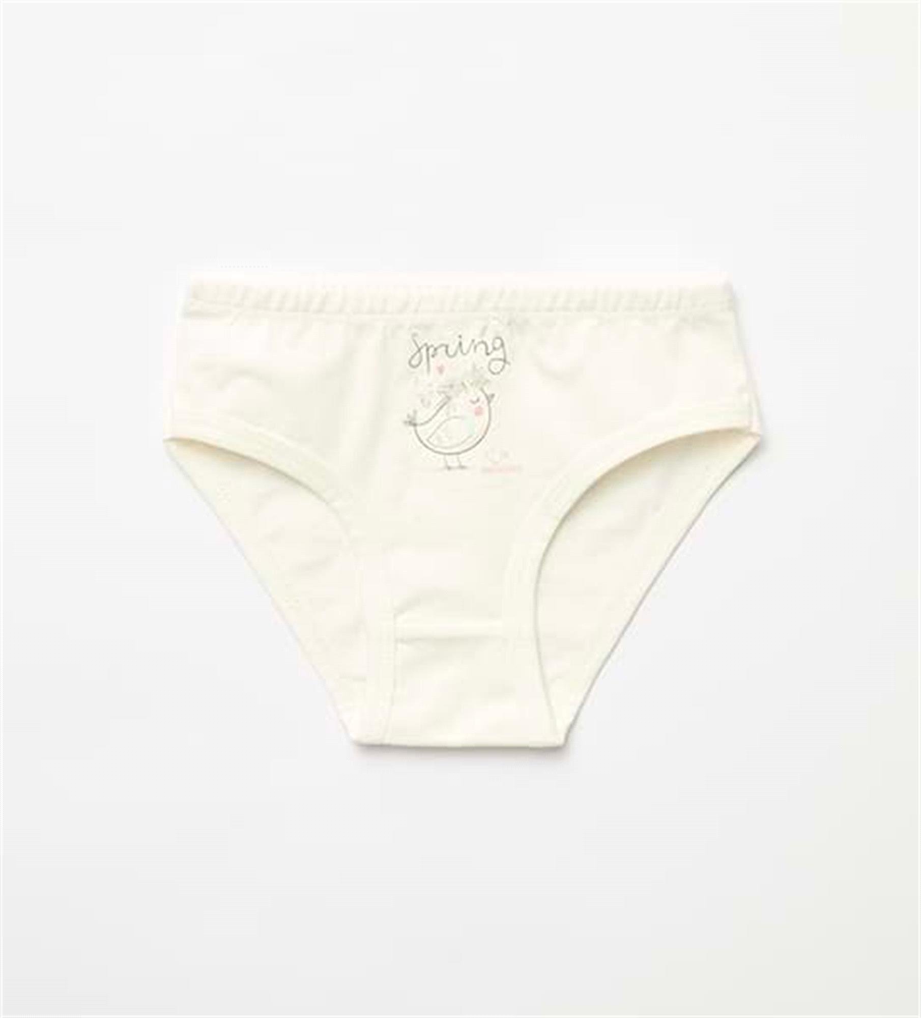 Natuline Kız Çocuk 2'li Spring Bird Likralı Külot Ekru/Pembe 5805