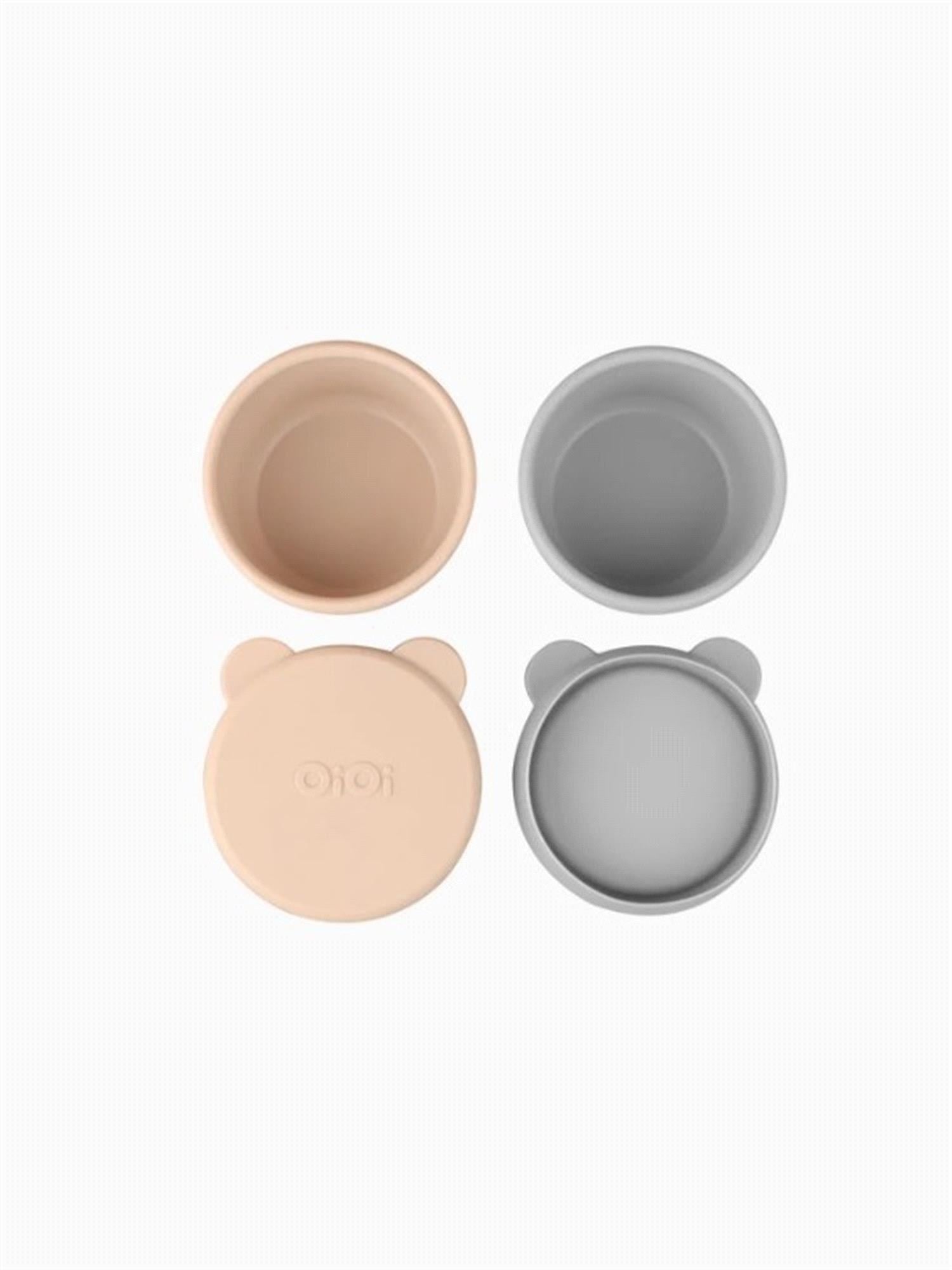 Oioi Silikon Kapaklı Mini Bites Kase 2'li Bubble Beige/Powder Grey 01400007
