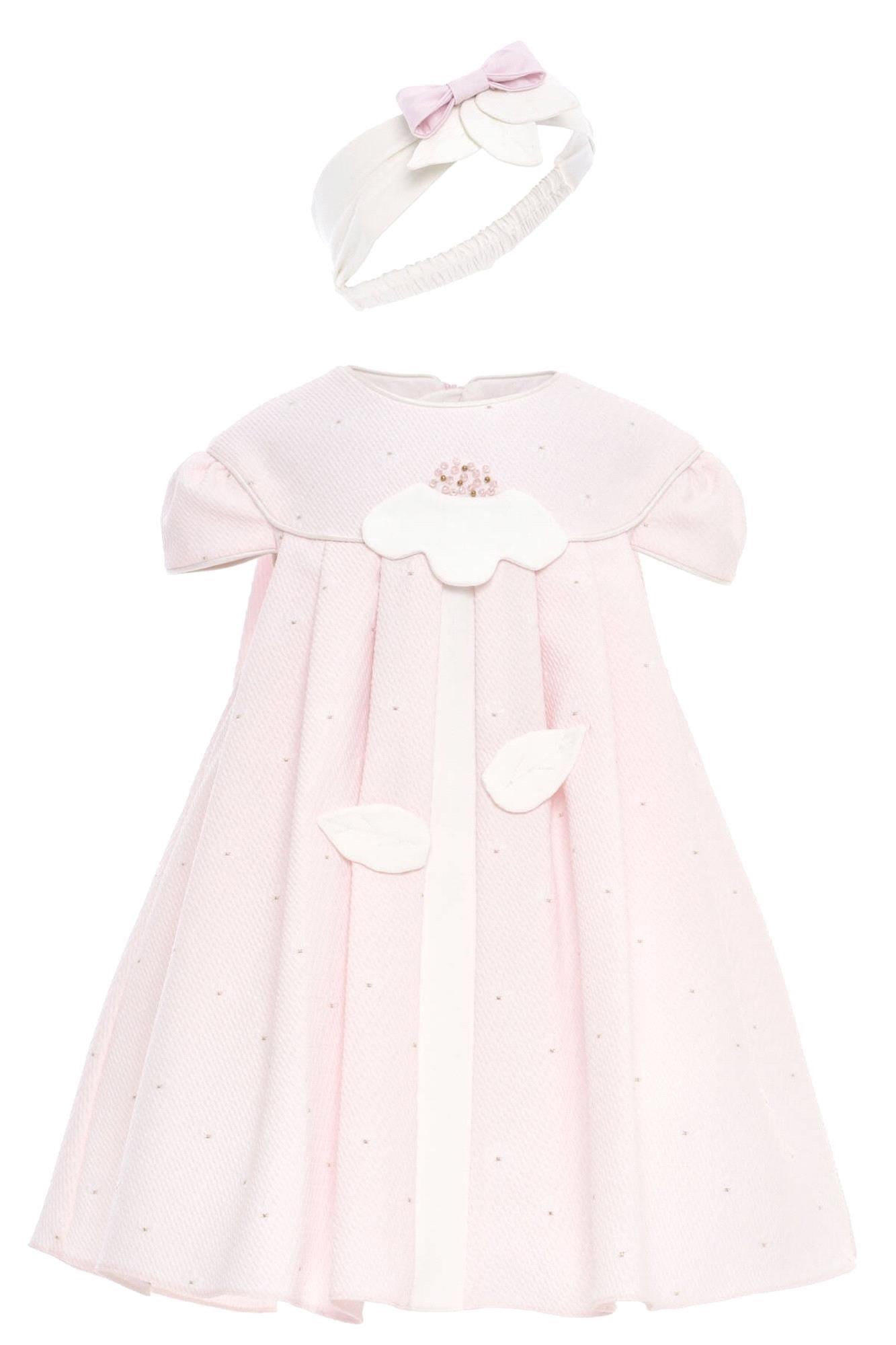 Pamina Kız Bebek Bandanalı 3D Elbise Pembe 36173