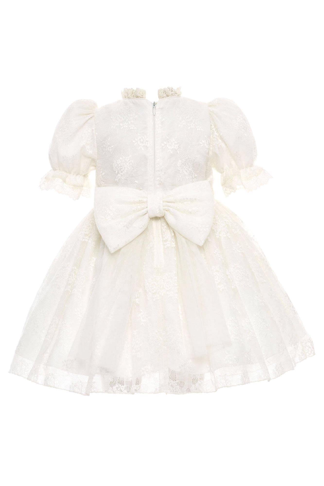 Pamina Kız Bebek Bandanalı Dantelli Elbise Ekru 36315