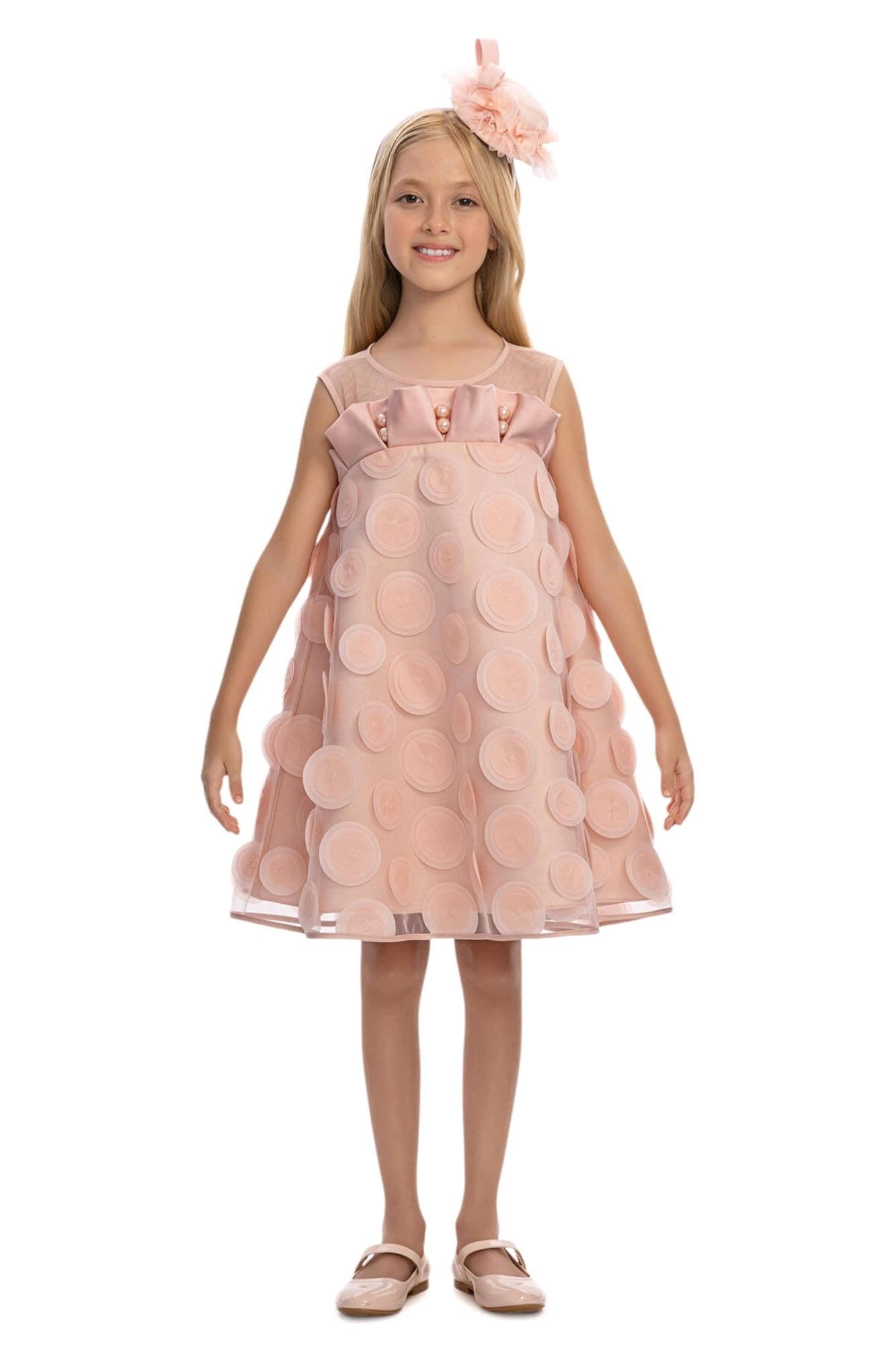 Pamina Kız Çocuk Taç Tokalı Elbise Pudra 36009