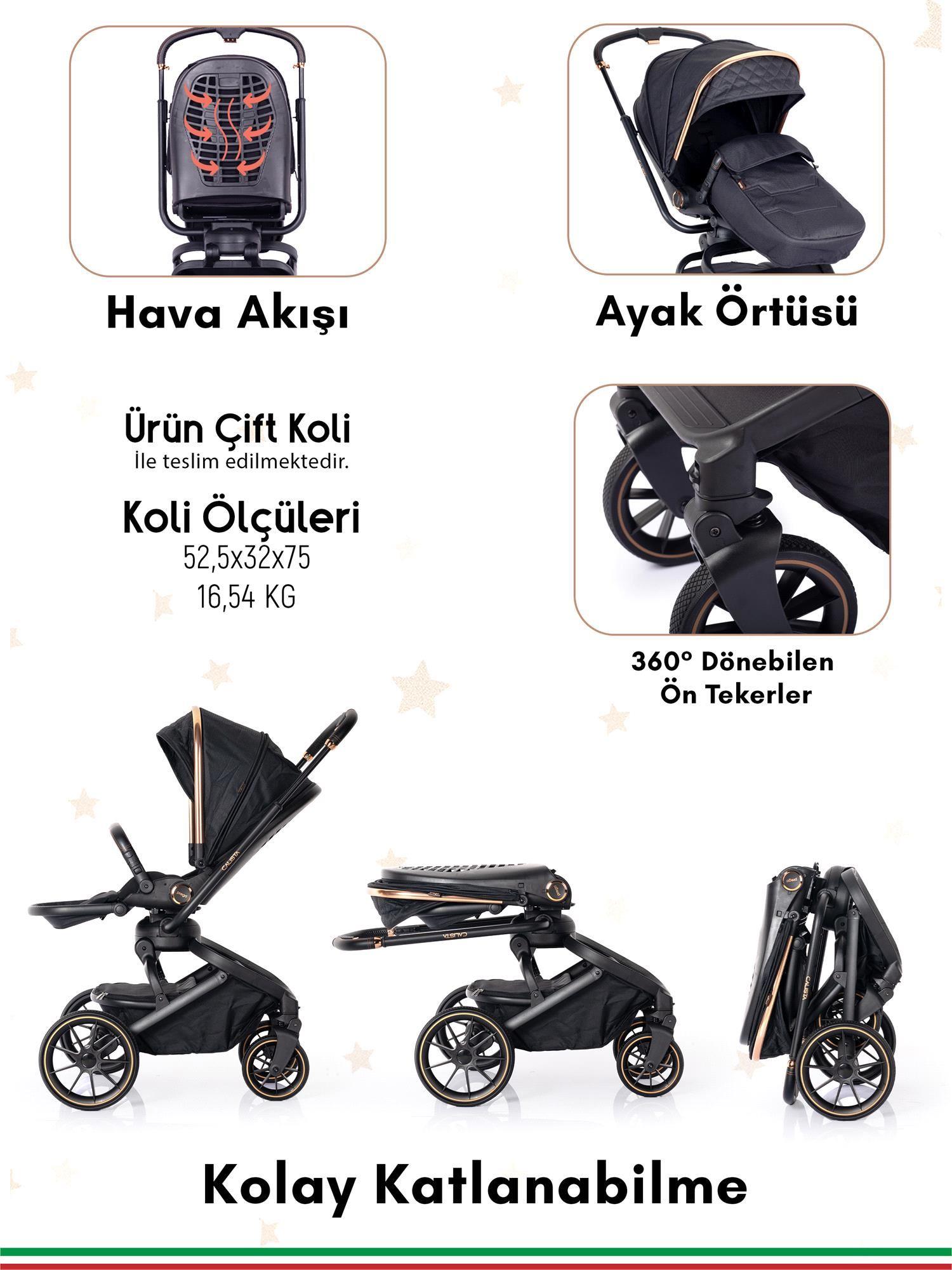 Prego Calista Travel Sistem Bebek Arabası Siyah 2045 