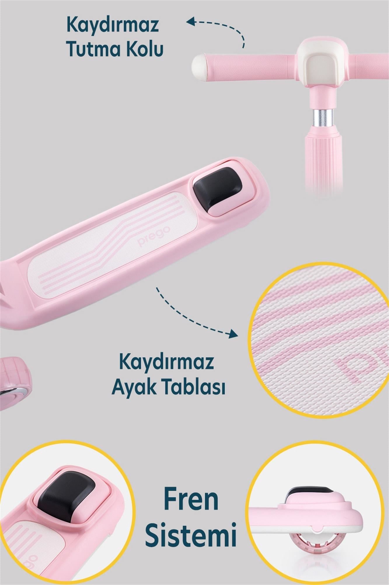 Prego Flow Müzikli Işıklı Oturaklı Scooter Pembe K604