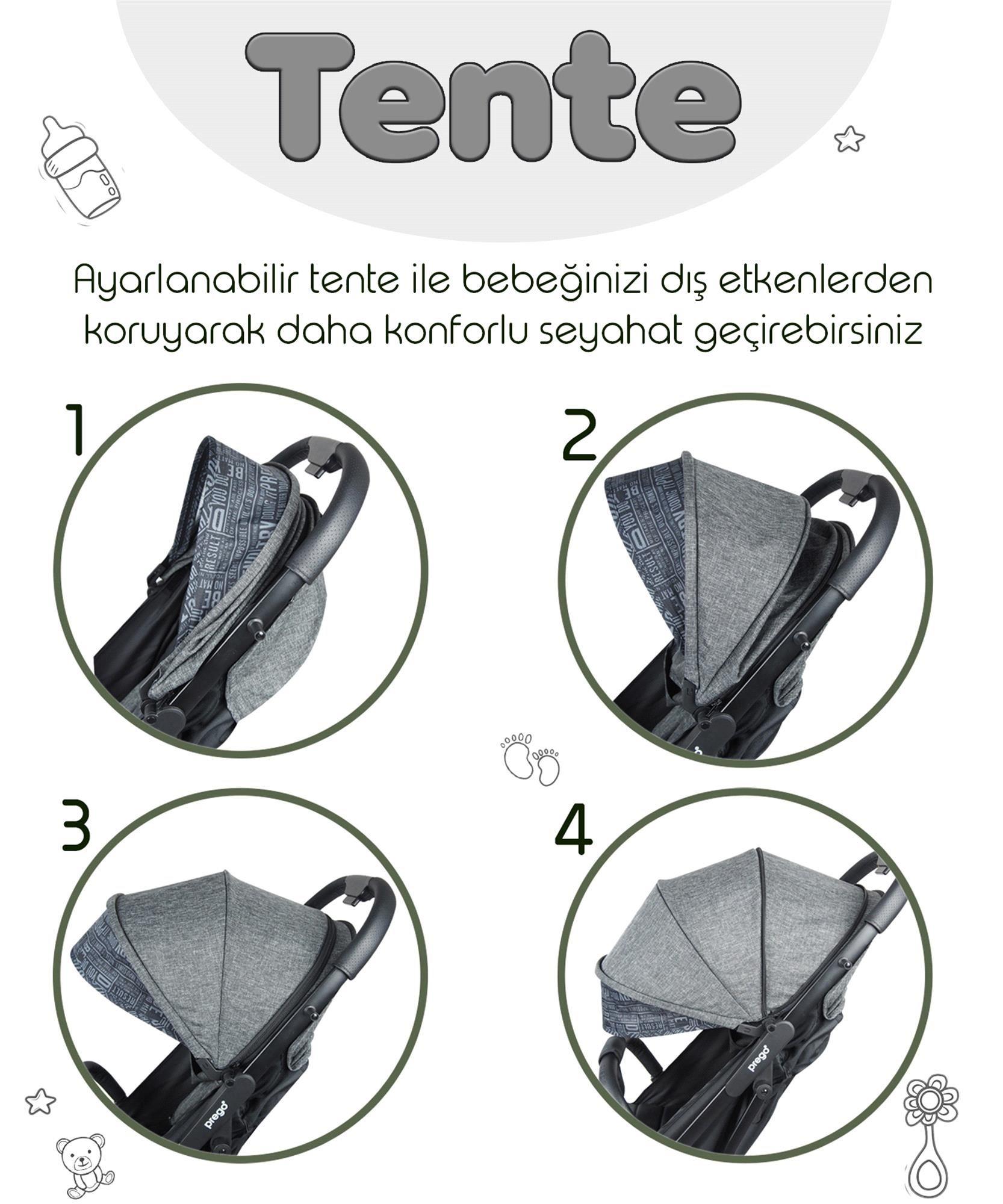 Prego Lotus Kabin Boy Bebek Arabası Füme 2033
