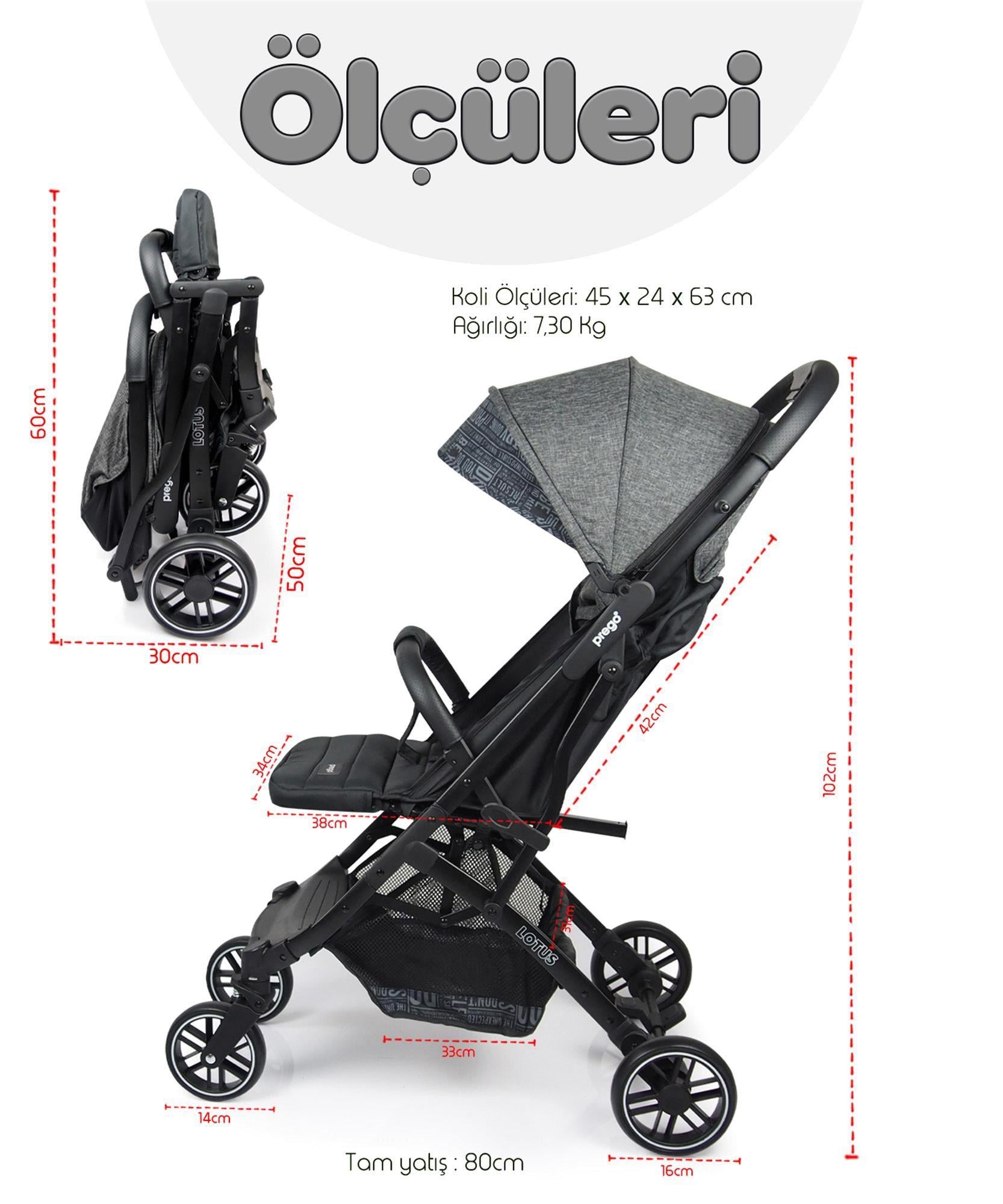 Prego Lotus Kabin Boy Bebek Arabası Füme 2033