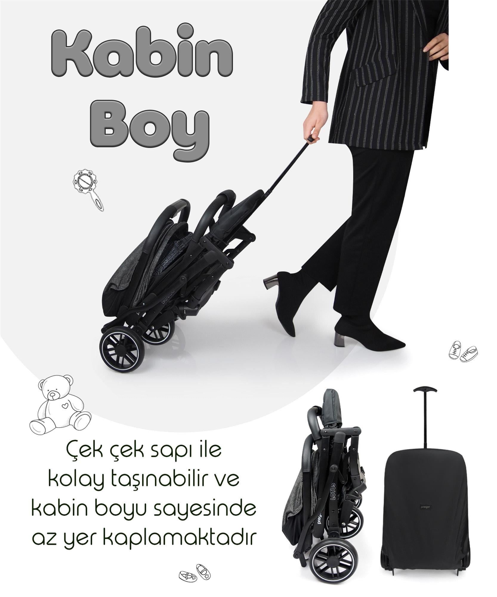 Prego Lotus Kabin Boy Bebek Arabası Füme 2033