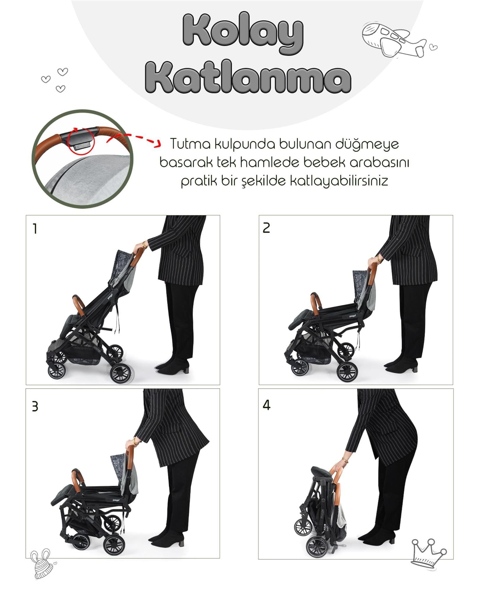 Prego Lotus Kabin Boy Bebek Arabası Gri 2033