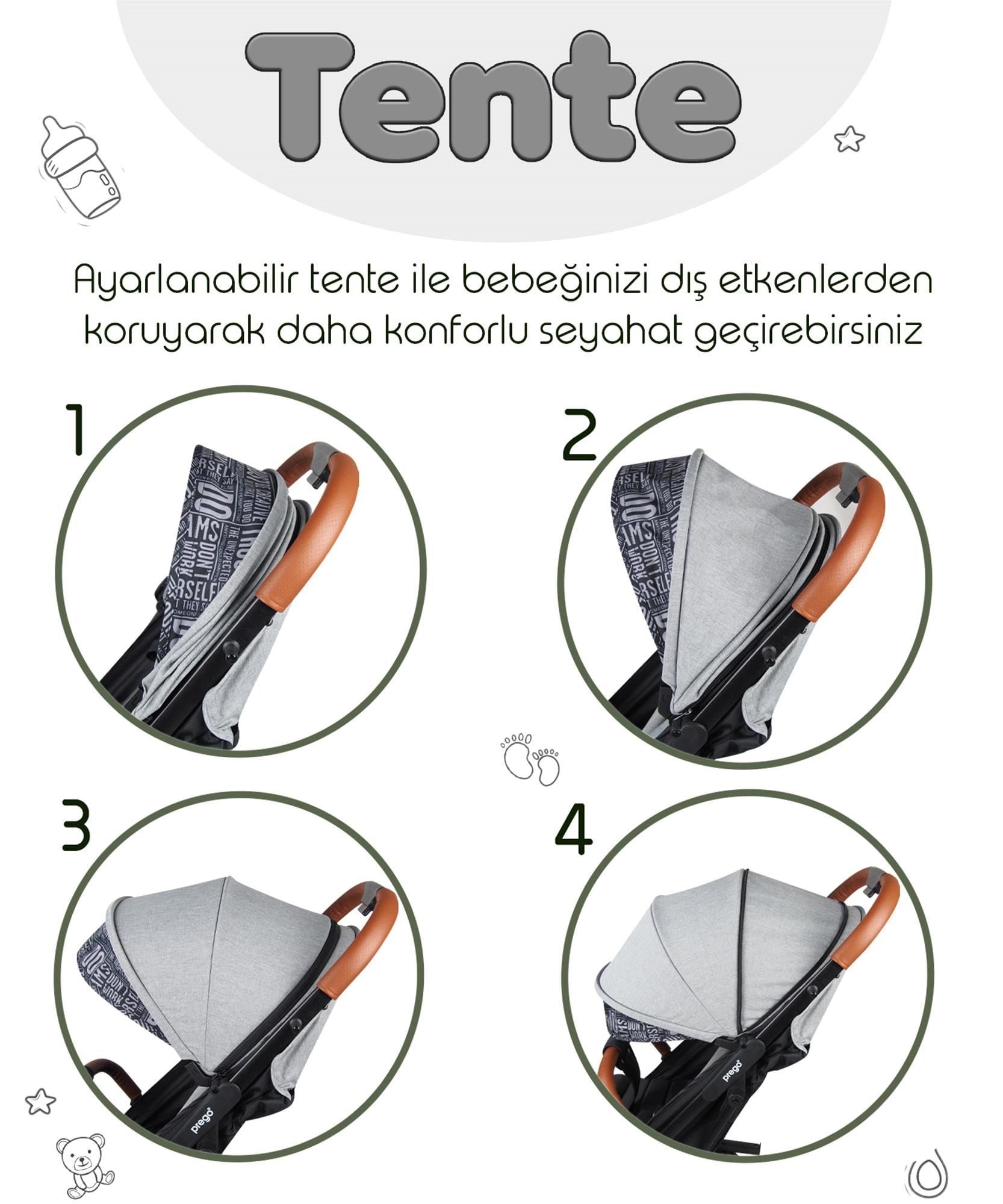 Prego Lotus Kabin Boy Bebek Arabası Gri 2033