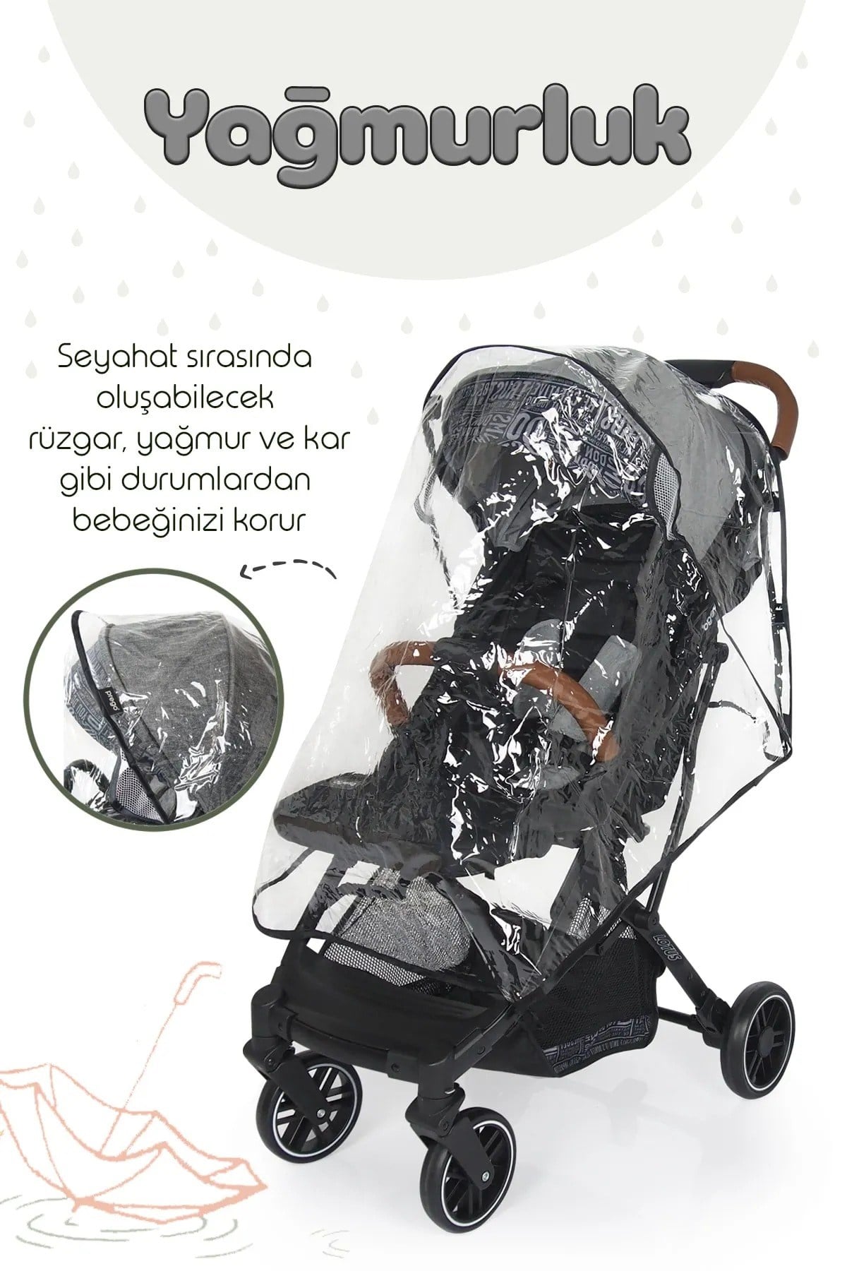 Prego Lotus Katlanabilir Kabin Boy Travel Bebek Arabası Gri 2033