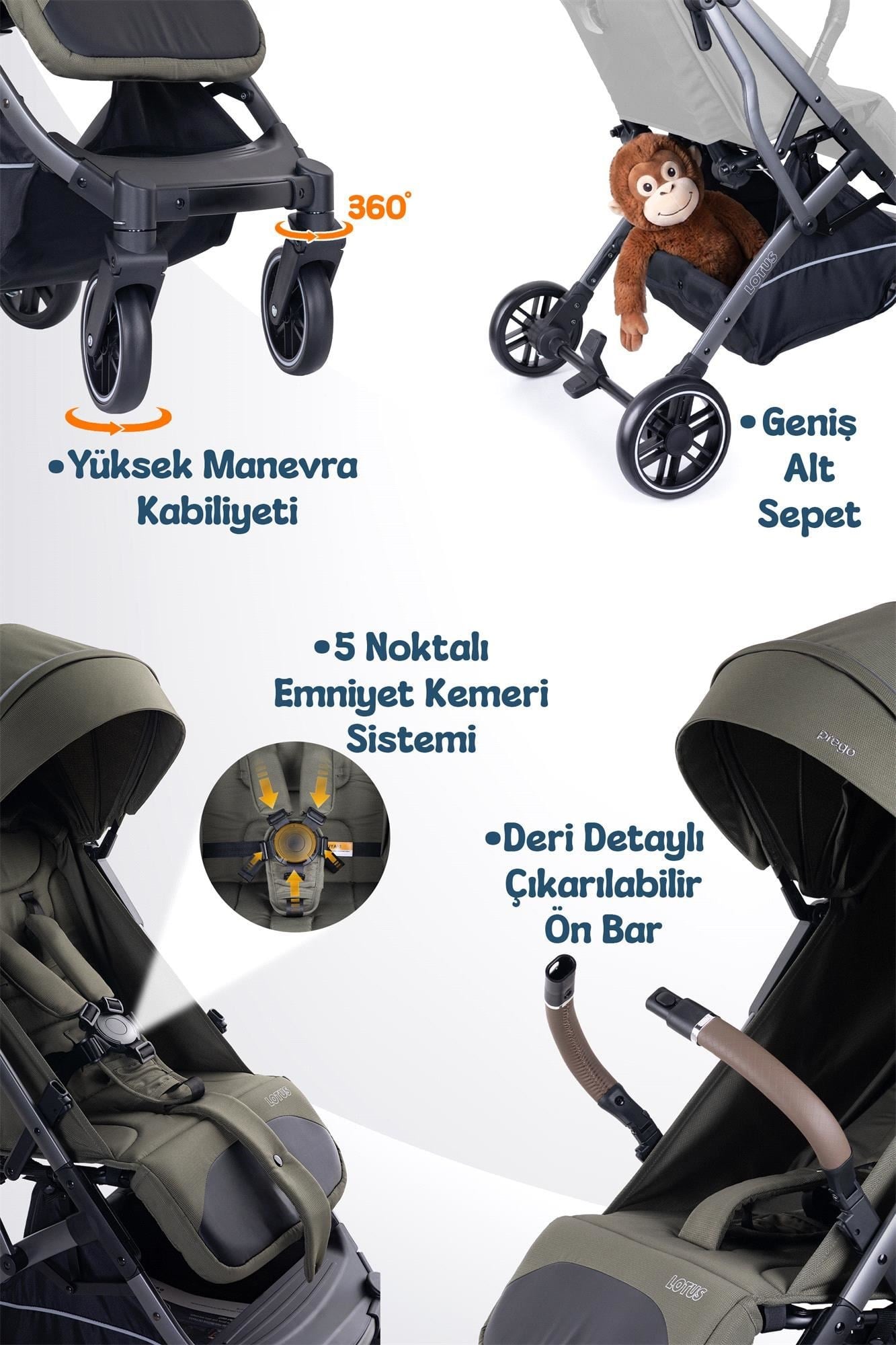 Prego Lotus Pro Kabin Boy Bebek Arabası Yeşil 2453