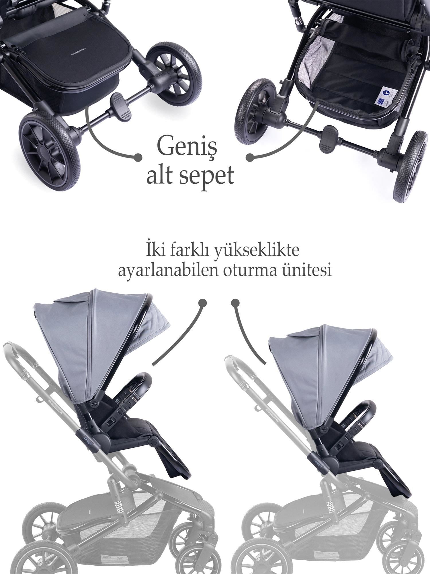 Prego Maybach İ-Size UV Tenteli Bebek Arabası Gri 2405