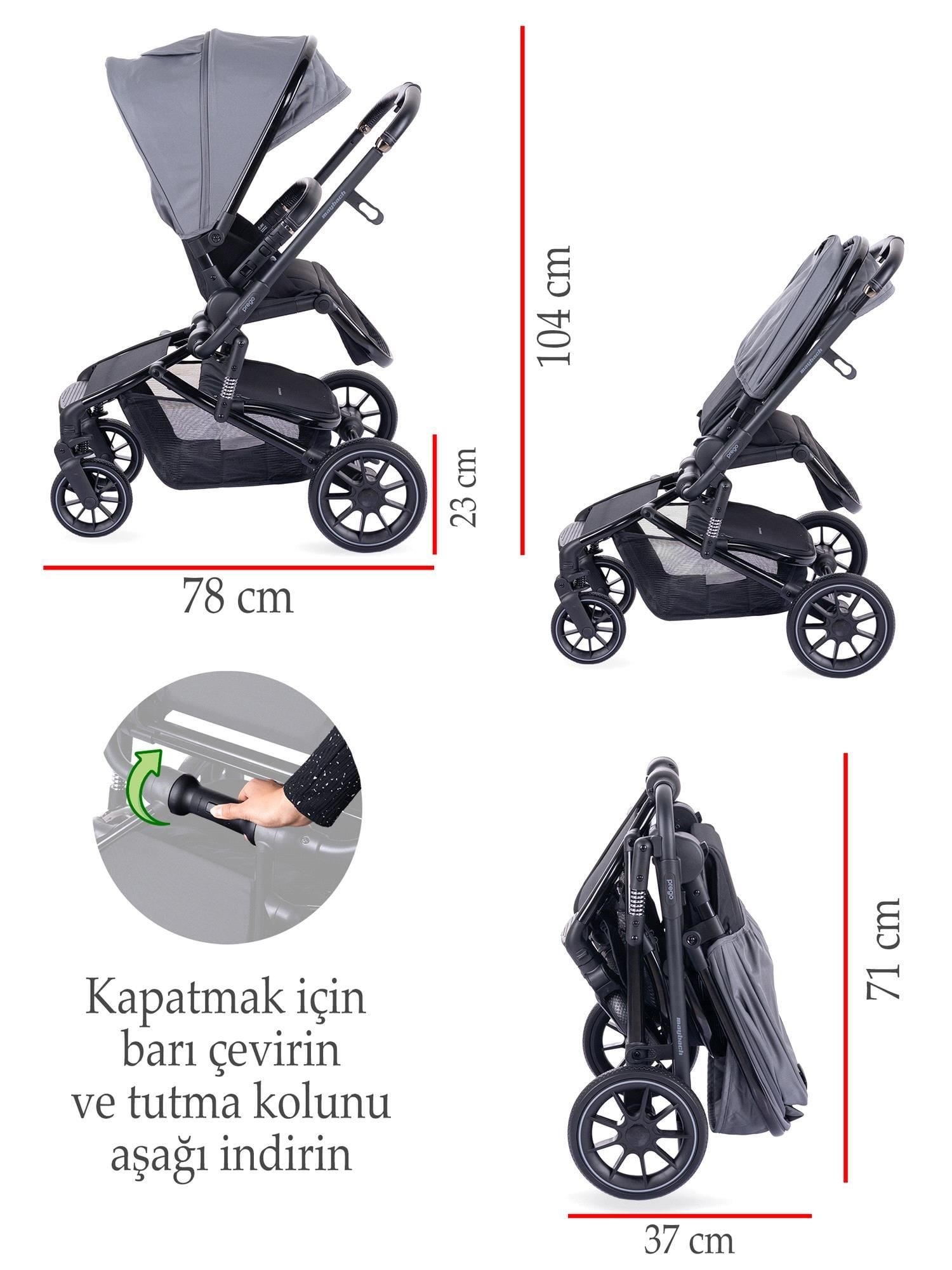 Prego Maybach İ-Size UV Tenteli Bebek Arabası Gri 2405