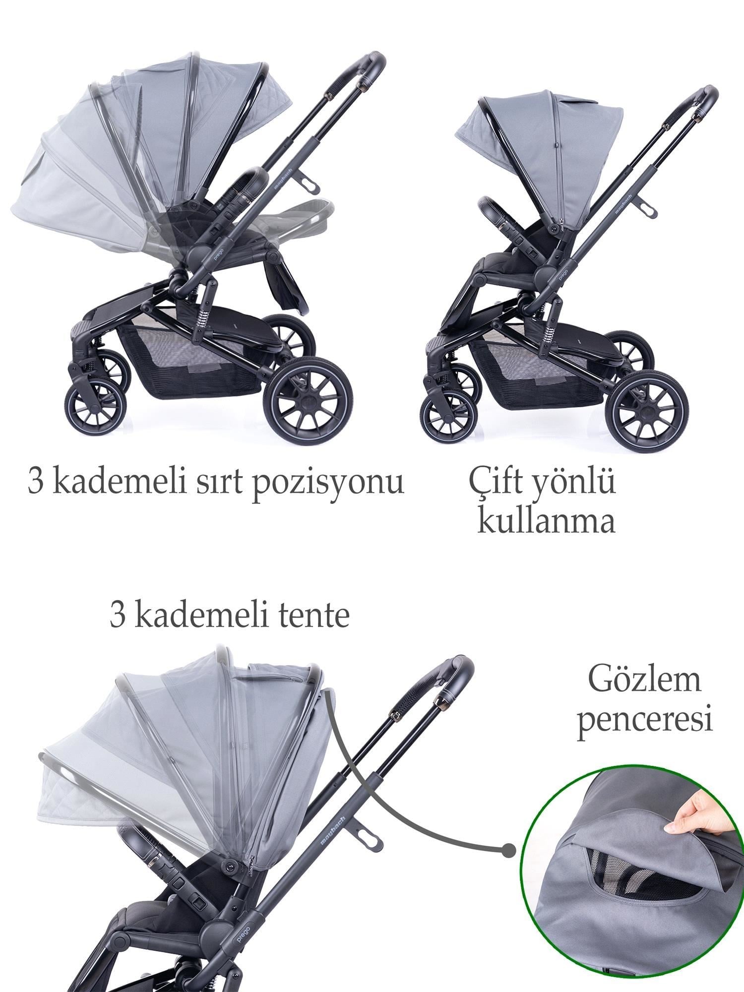 Prego Maybach İ-Size UV Tenteli Bebek Arabası Gri 2405