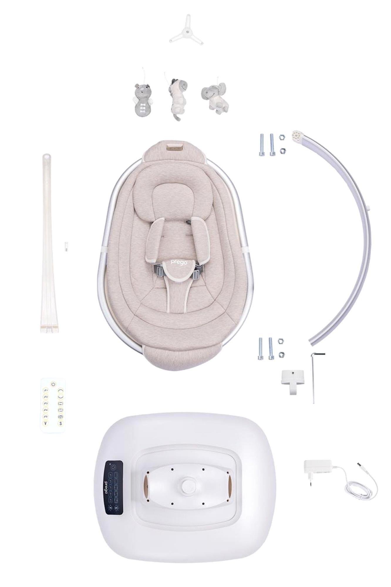 Prego Montes Elektrikli Otomatik Sallanan Ana Kucağı  Beşik Gri