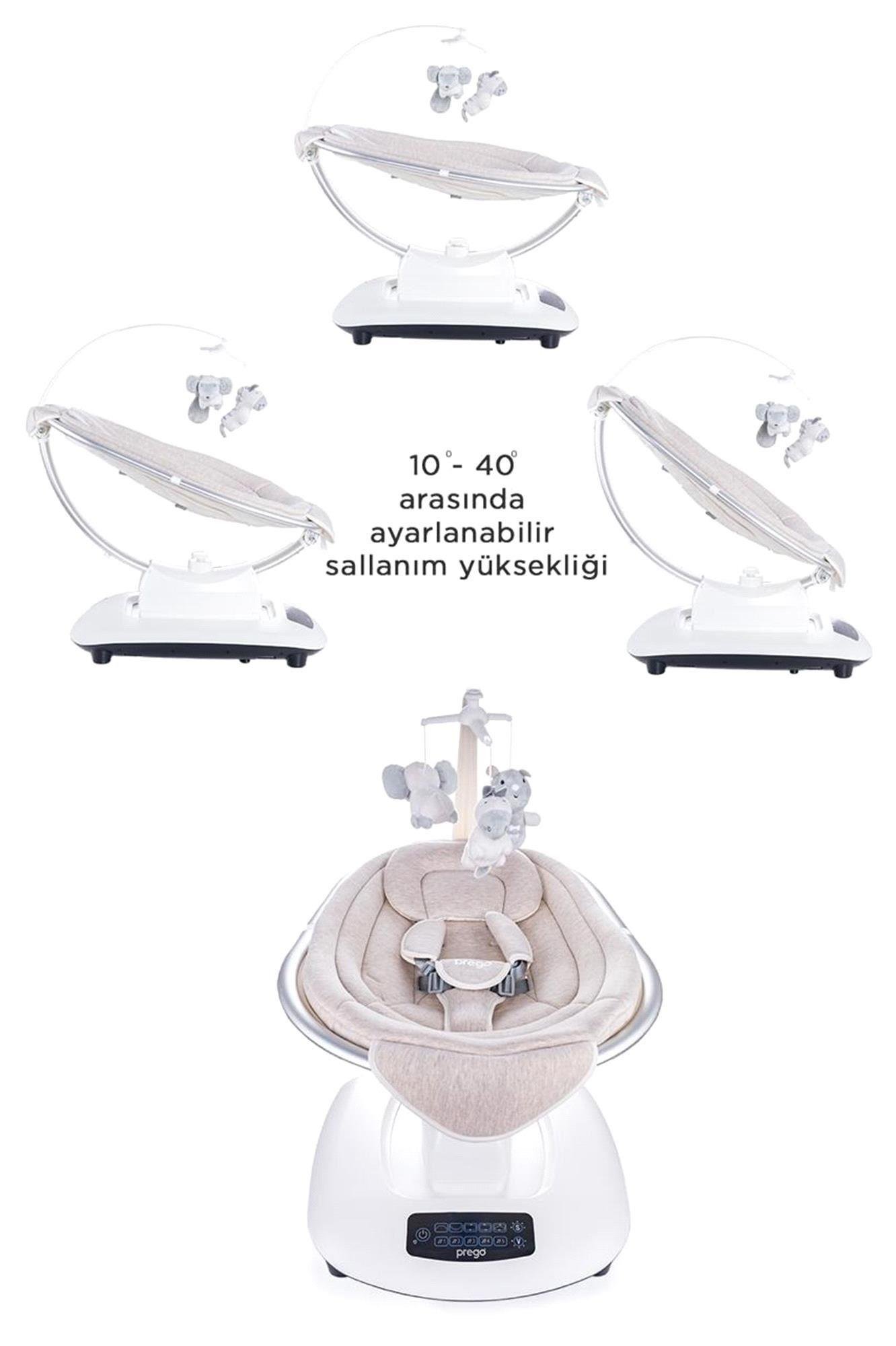Prego Montes Elektrikli Otomatik Sallanan Ana Kucağı  Beşik Gri