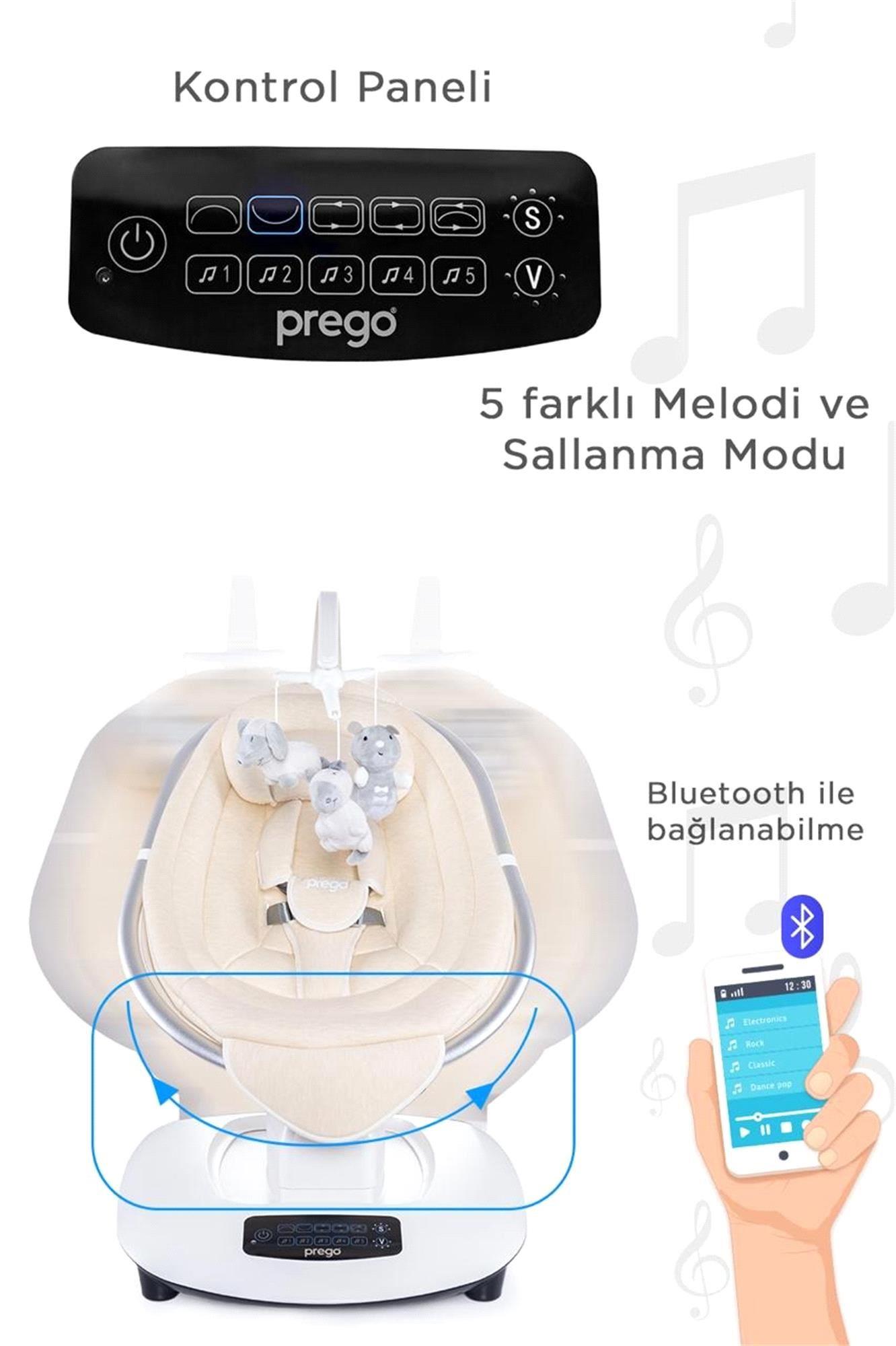 Prego Montes  Elektrikli Otomatik Sallanan Ana Kucağı Krem 4090