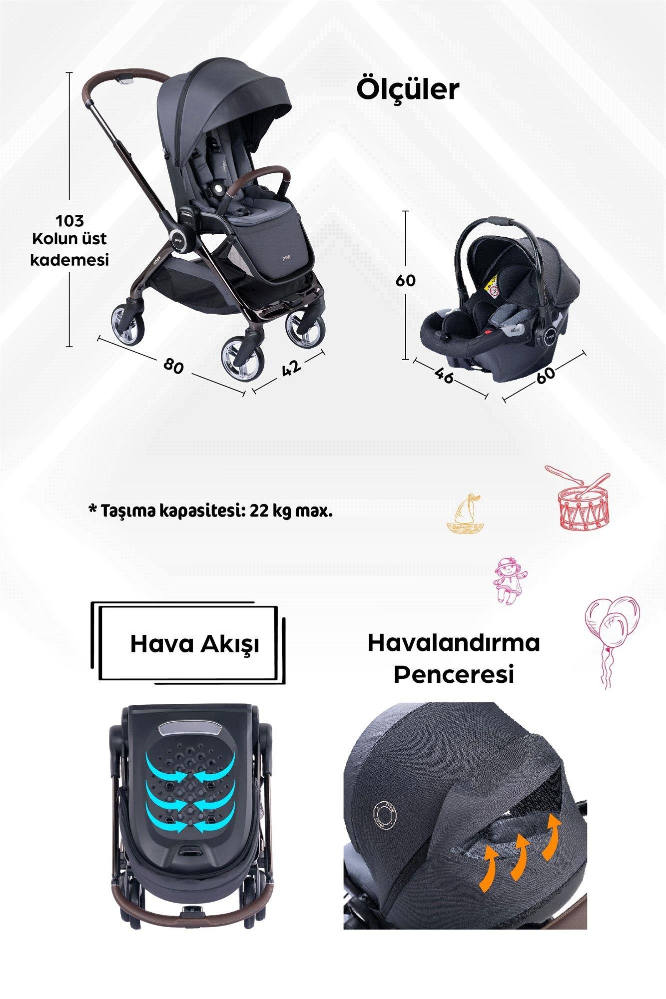 Prego Noax Travel Bebek Arabası Füme 2083