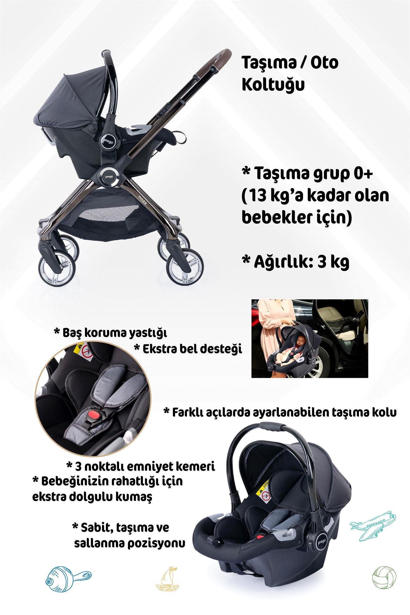 Prego Noax Travel Bebek Arabası Füme 2083