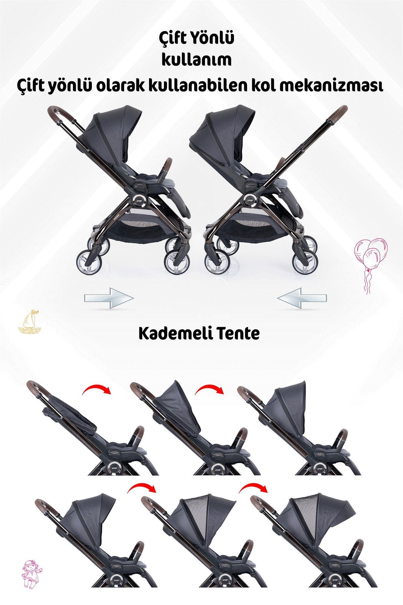 Prego Noax Travel Bebek Arabası Füme 2083