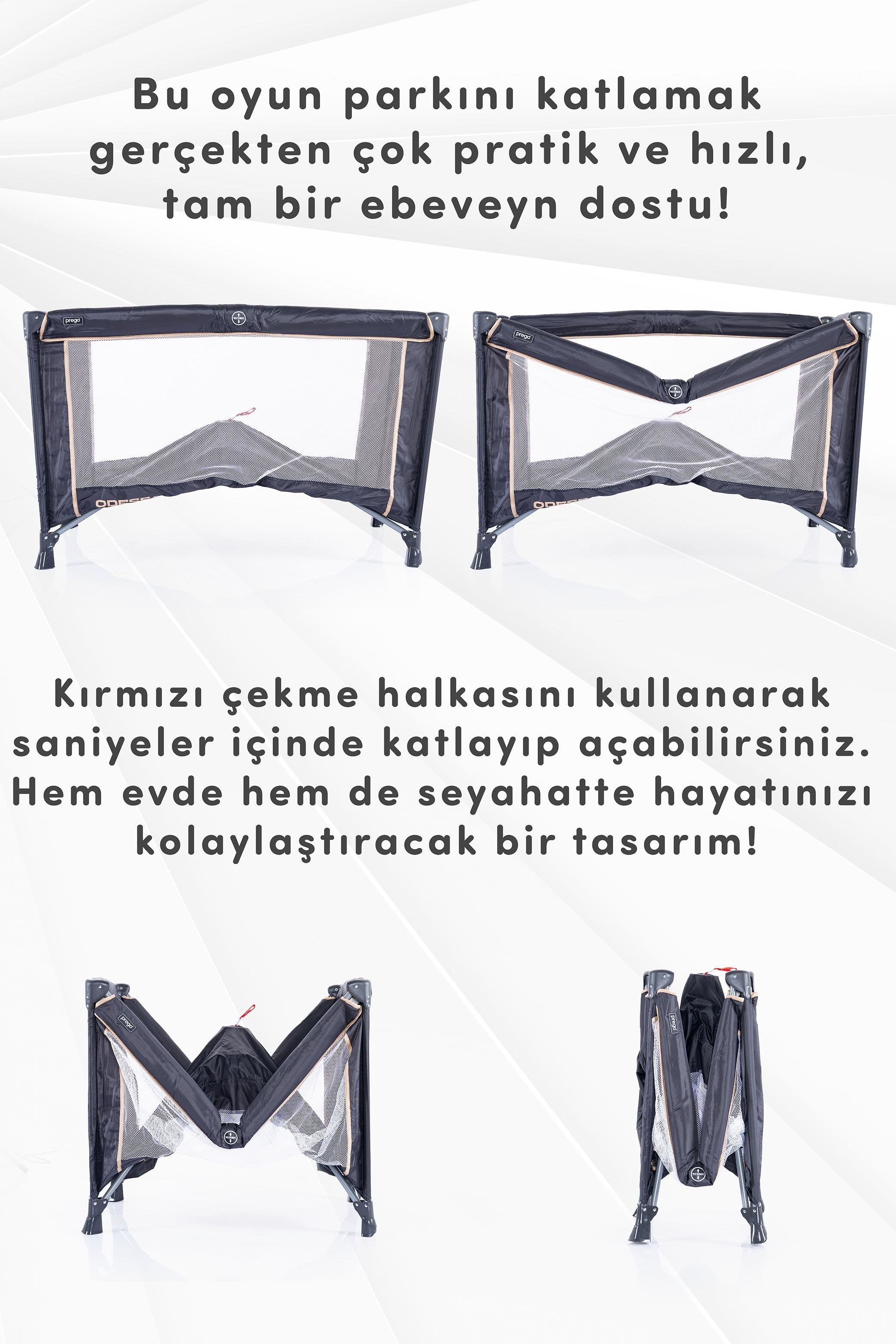 Prego Odessa Otel Apart Tipi Park Yatak Beşik Oyun Parkı Füme + Yatak Hediyeli