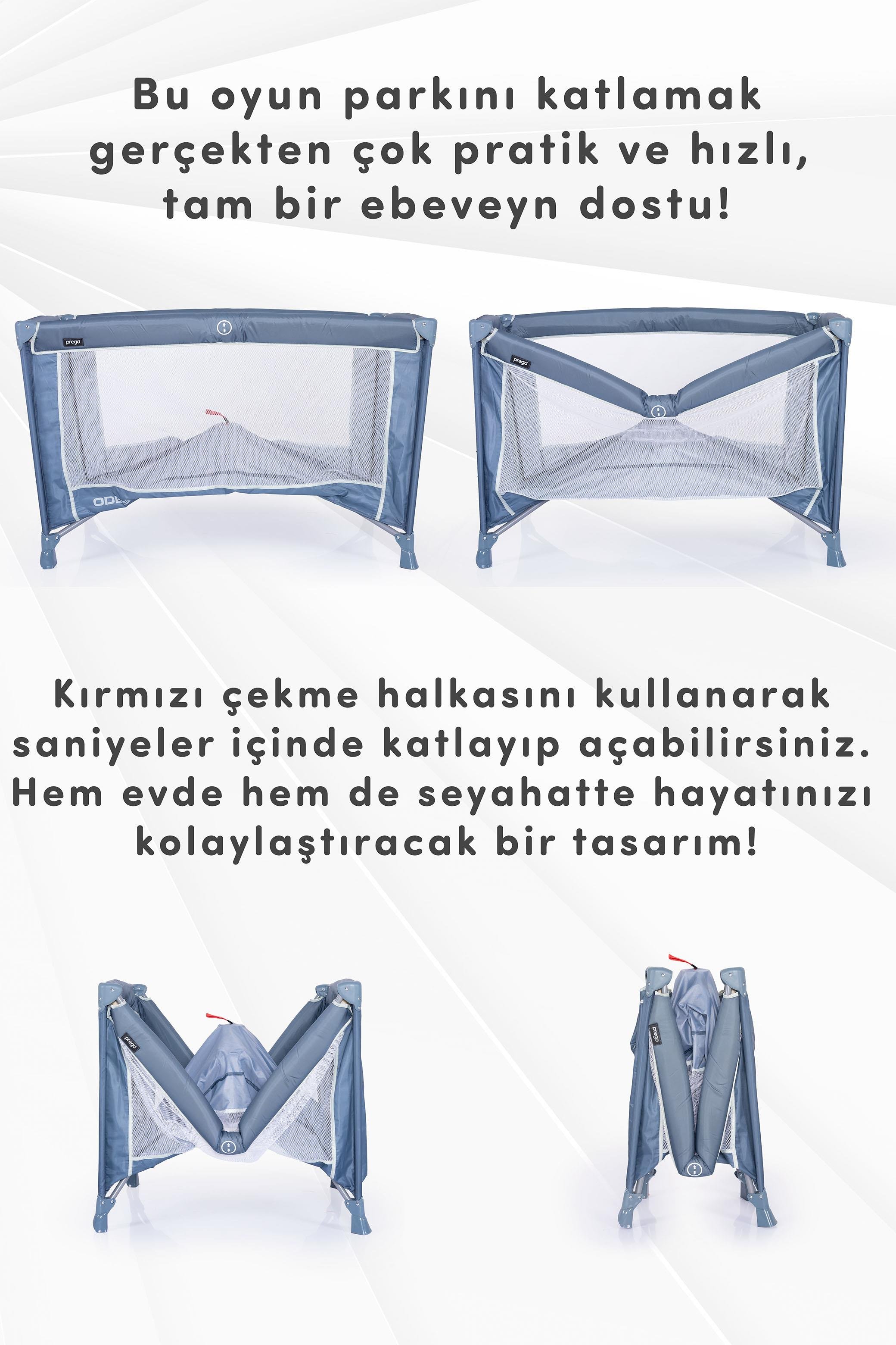 Prego Odessa Otel Apart Tipi Park Yatak Beşik Oyun Parkı Yeşil + Yatak Hediyeli