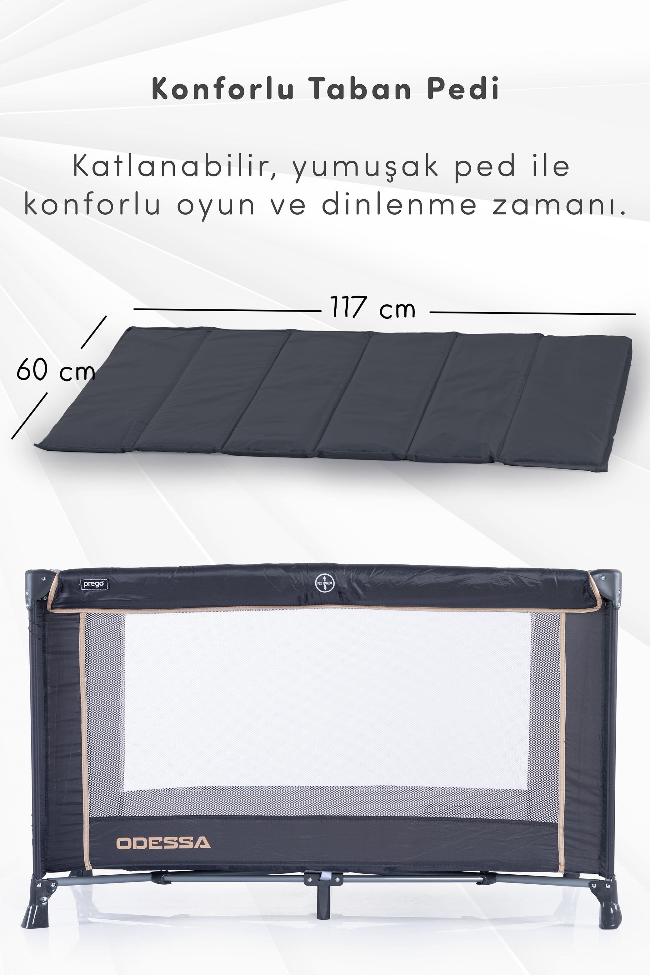 Prego Odessa Otel Apart Tipi Park Yatak Beşik Oyun Parkı Füme + Yatak Hediyeli