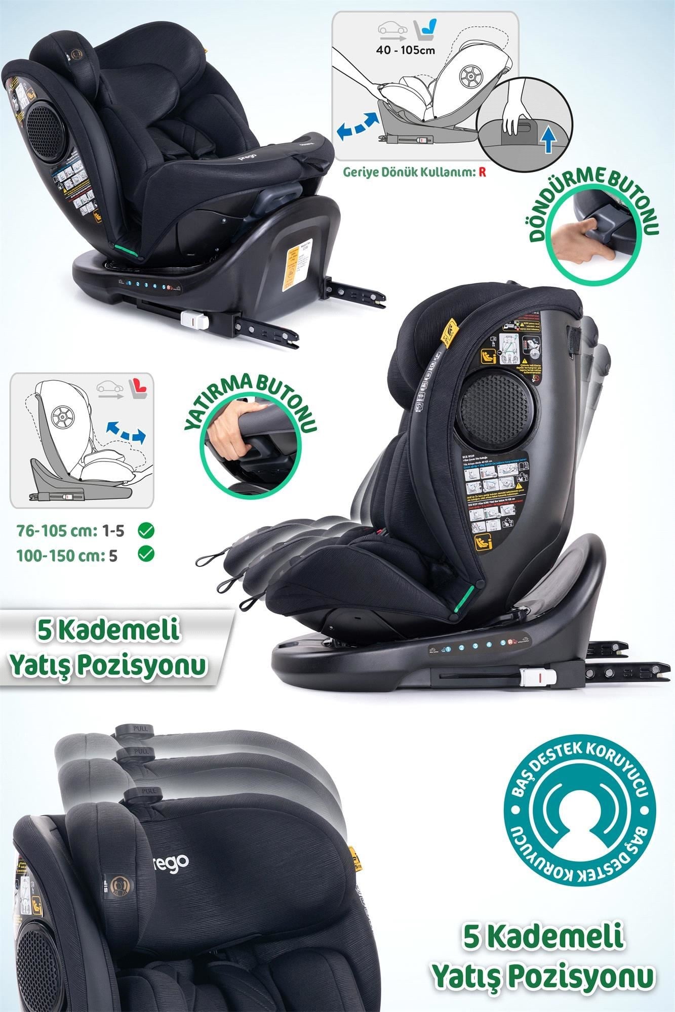 Prego Odinfix Alarmlı I-Size Oto Koltuğu Siyah 4100