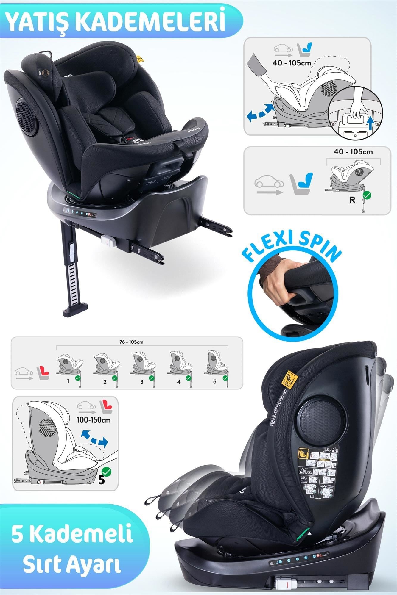 Prego Omegafix  I-Size Oto Koltuğu  Ayak Destekli Siyah 4101