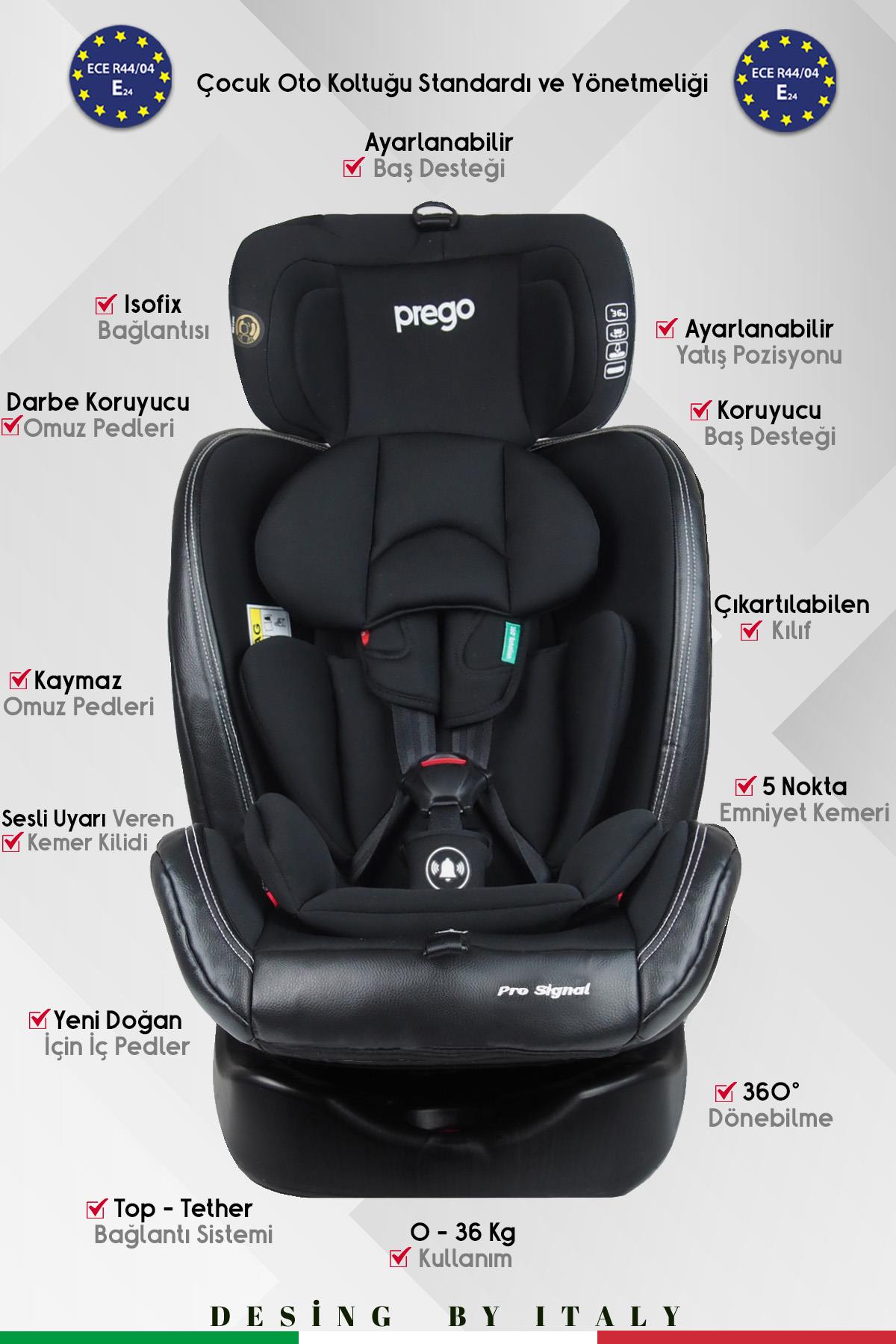 Prego Profix Pro 360 Derece Dönebilen 0-36 Kg İsofixli Oto Koltuğu 0-36 Kg Siyah 4083