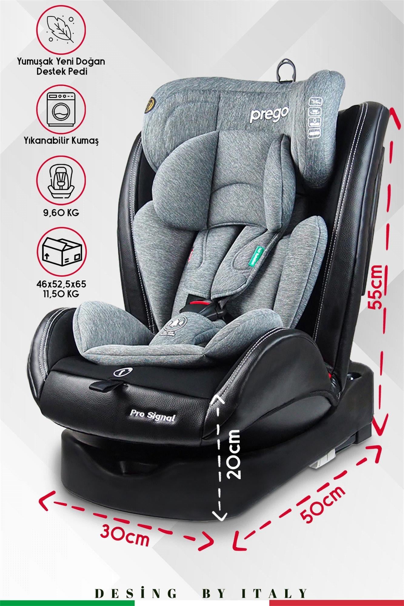 Prego Profix Pro Signal 360 Derece Dönebilen 0-36 Kg Isofixli Oto Koltuğu Gri 4093