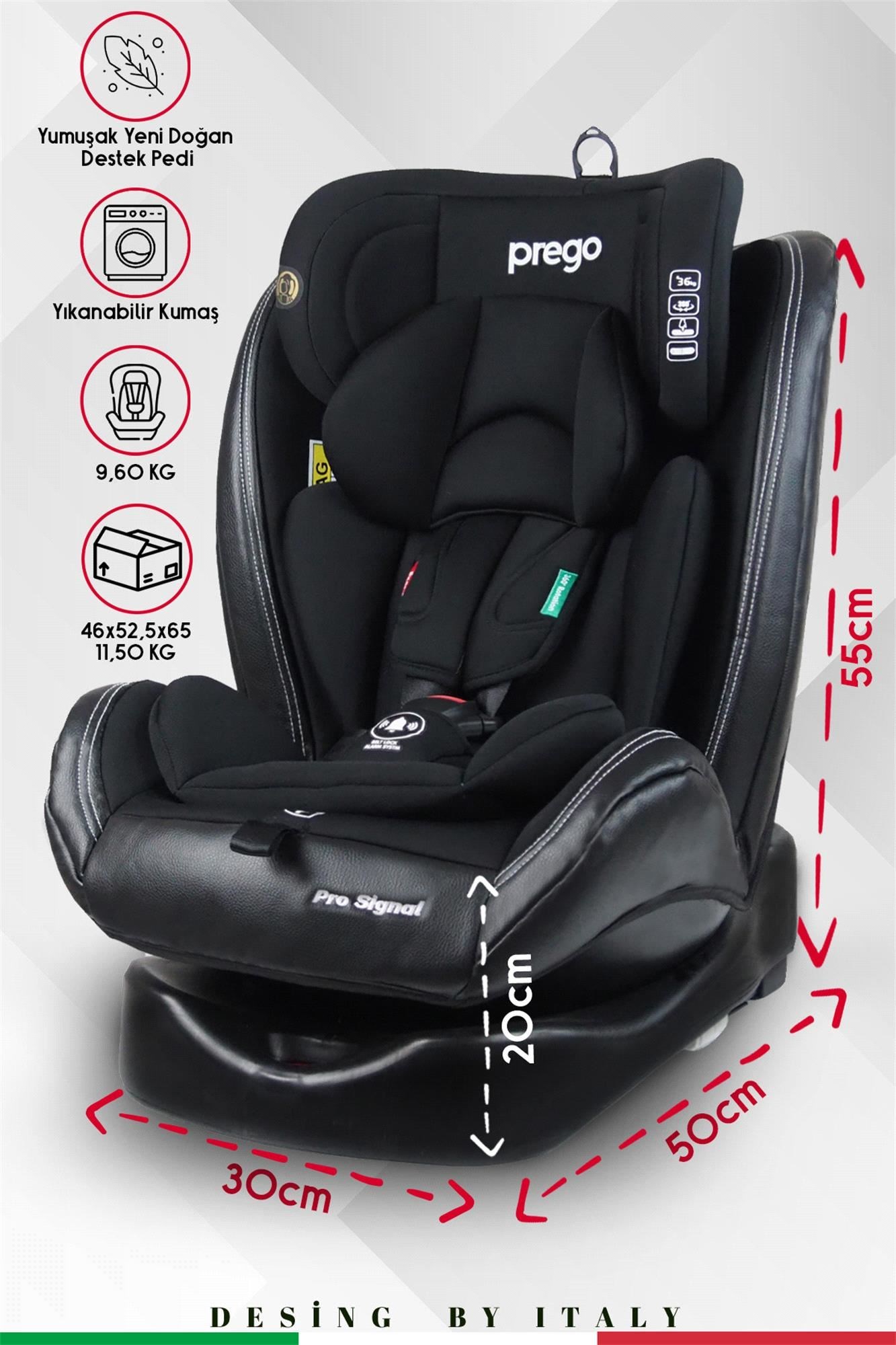 Prego Profix Pro Signal 360 Derece Dönebilen 0-36 Kg Isofixli Oto Koltuğu Siyah 4093

