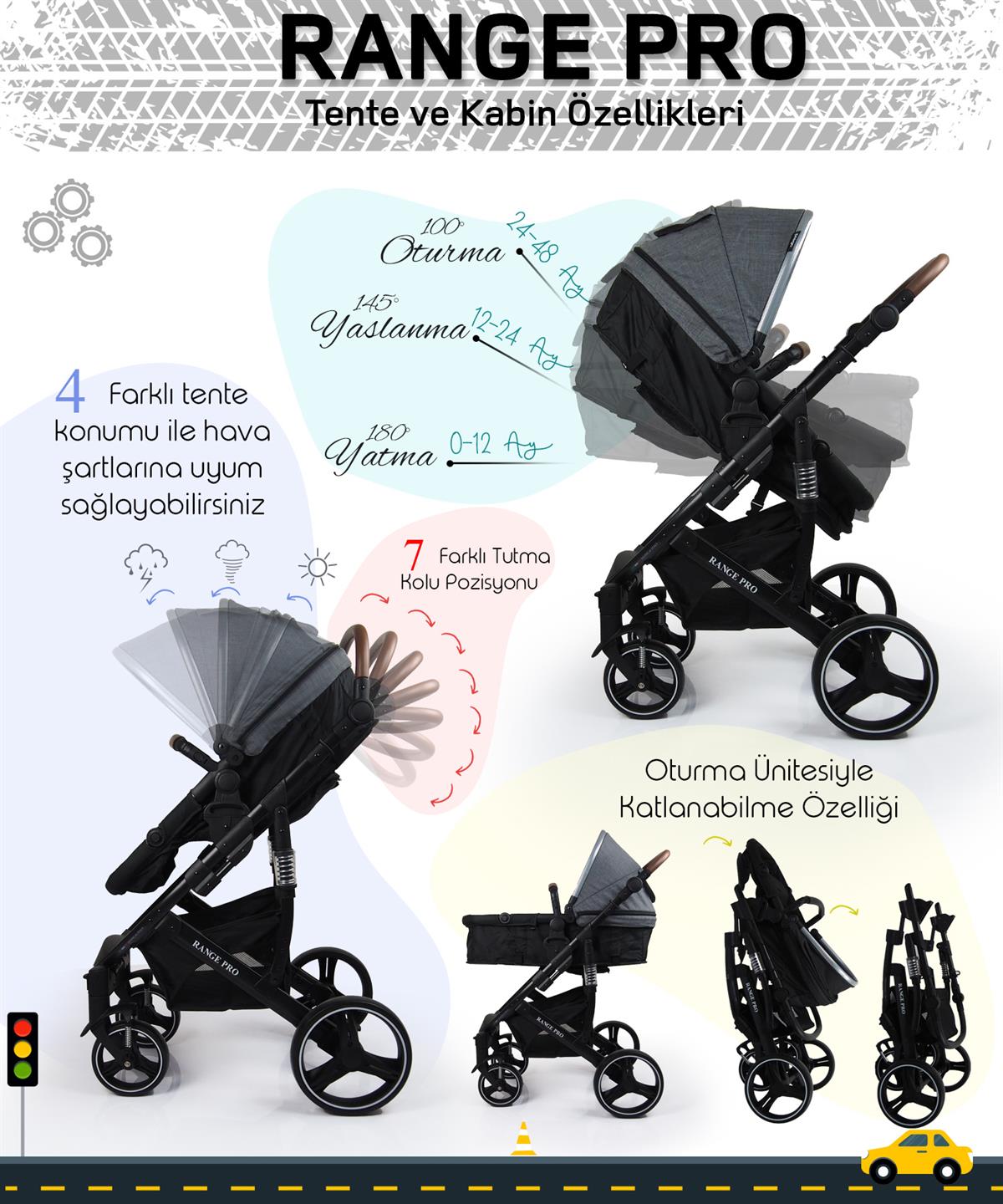 Prego Range Bebek Arabası Gri
