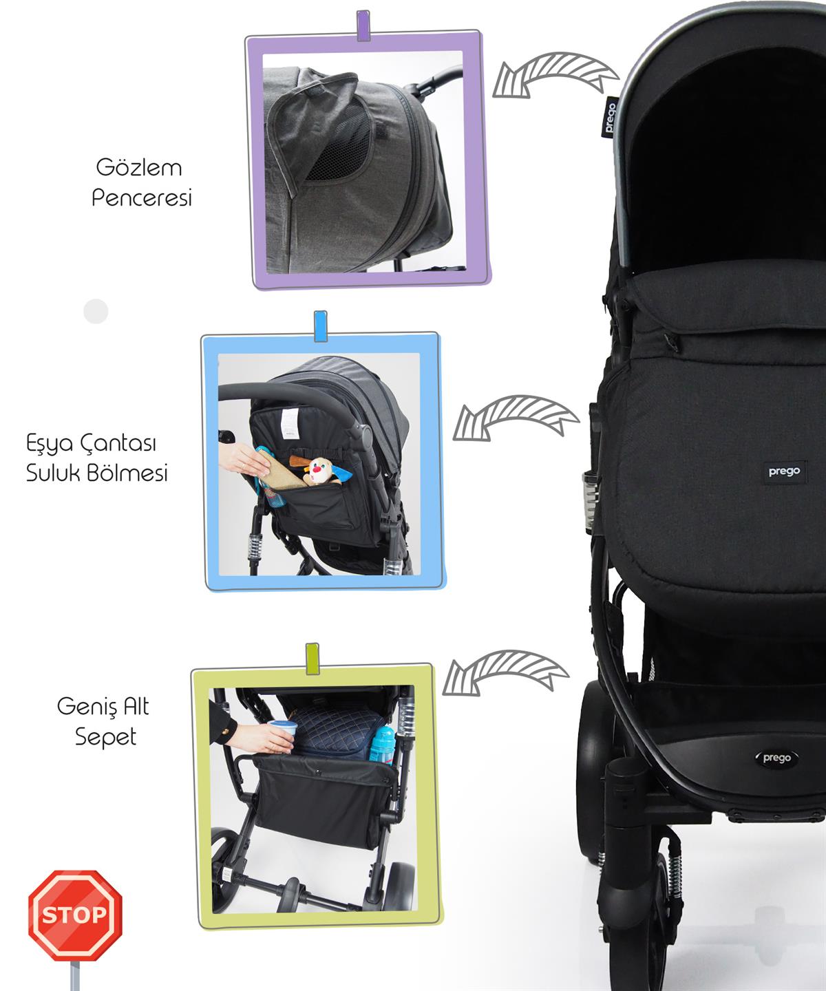 Prego Range Bebek Arabası Gri