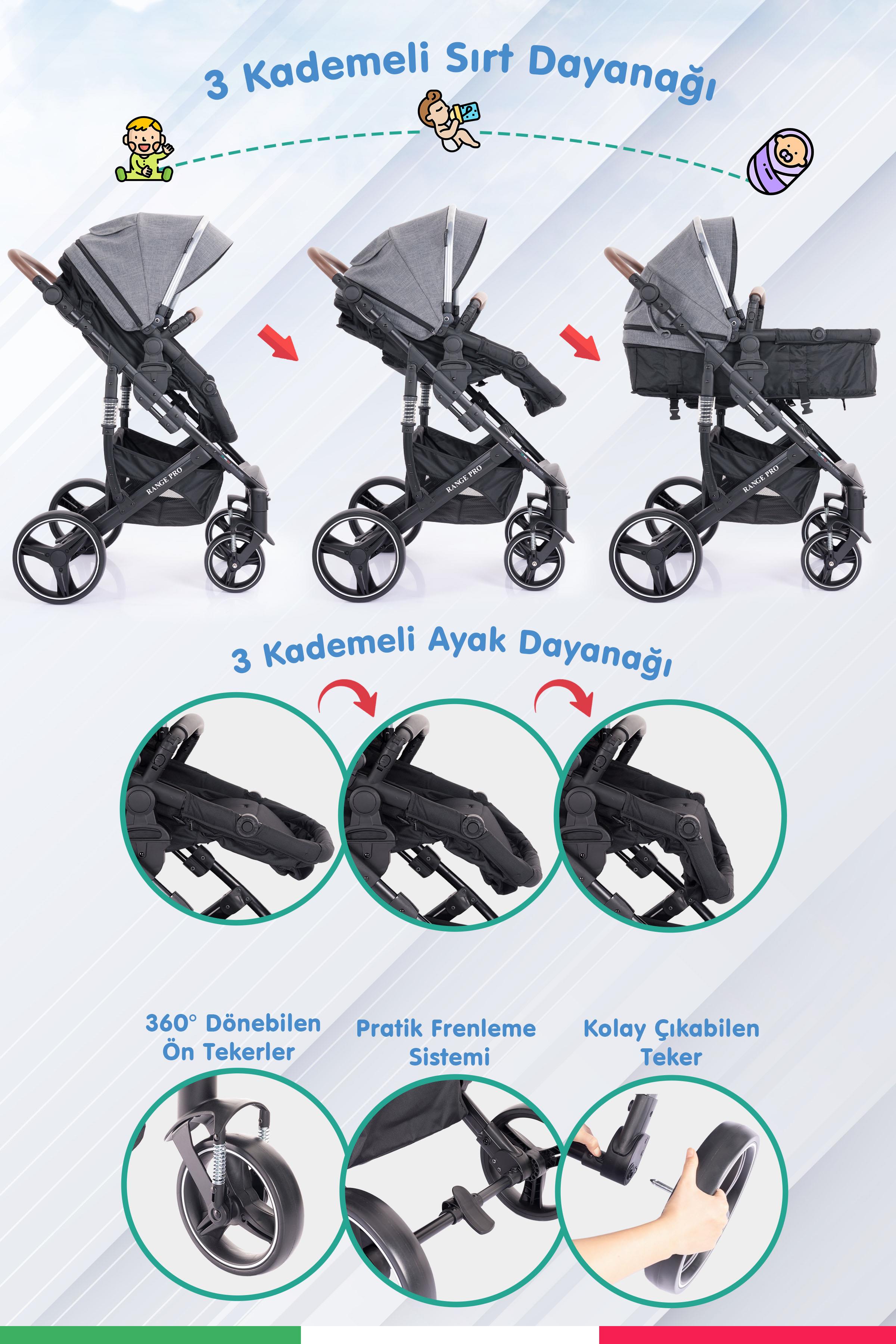 Prego Range Pro Travel Sistem Bebek Arabası 2096 Gri